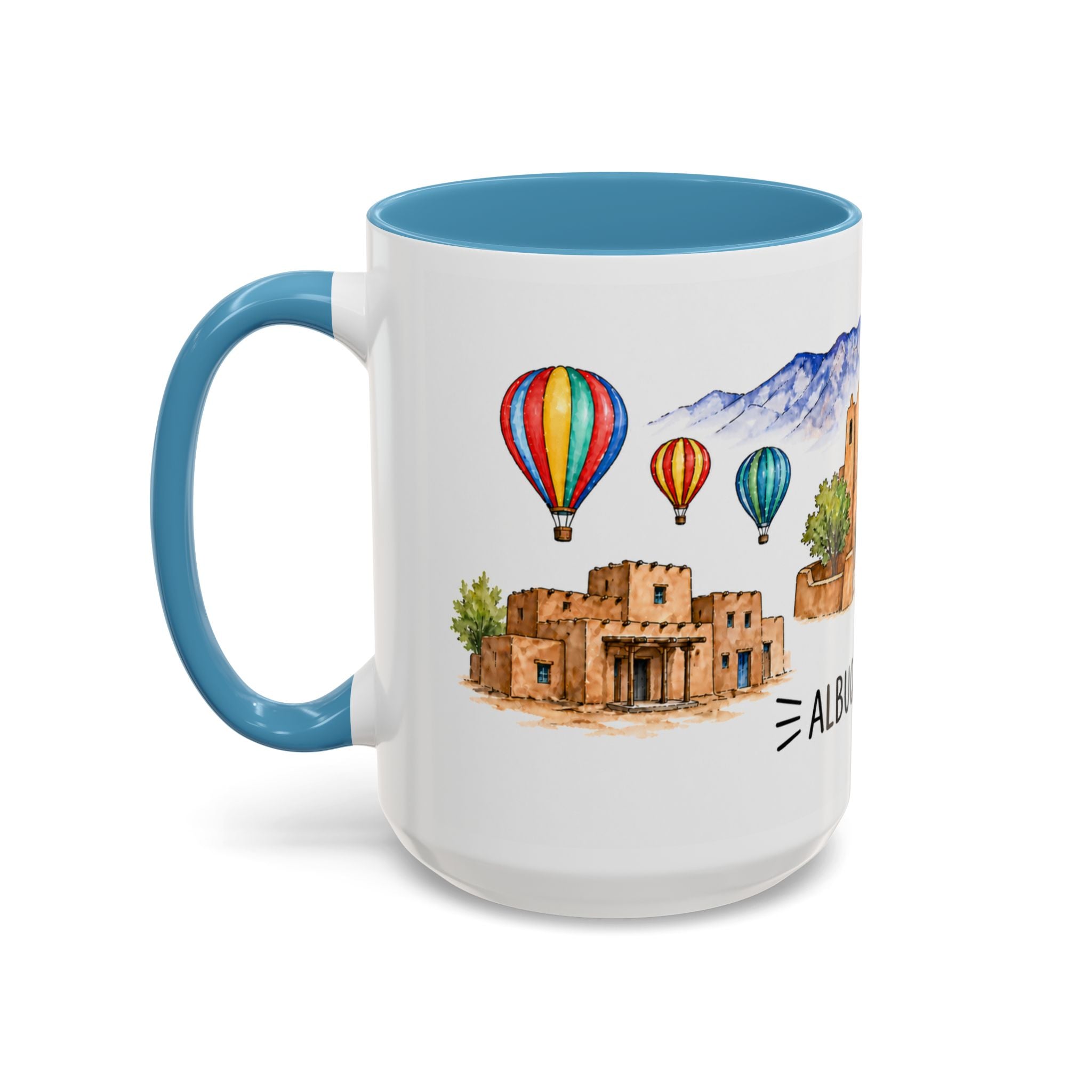 Albuquerque Illustrated Travel Mug | City Souvenir Accent Coffee Mug | 11oz 15oz Ceramic Cup