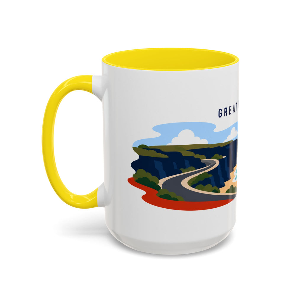 Great Ocean Road Coffee Mug | Travel Destination Souvenir Gift | Accent Color Ceramic 11oz 15oz