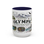 Olympic Coffee Mug | National Park Hiking Rainforest Gift | Accent Color Ceramic 11oz 15oz