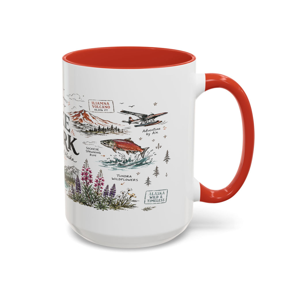 Lake Clark National Park Coffee Mug | Alaska Fly-in Wilderness Adventure Gift | Accent Color Ceramic 11oz 15oz
