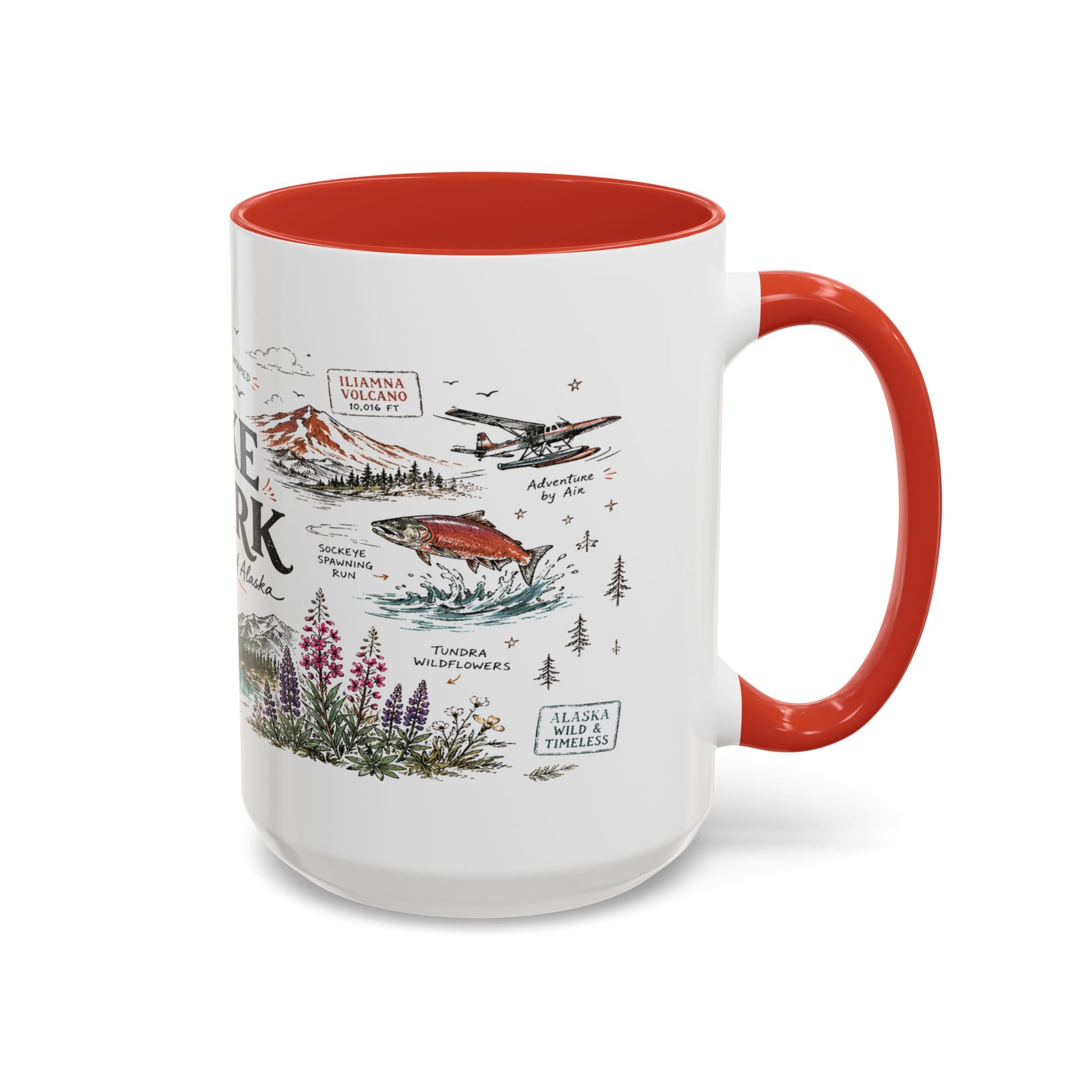 Lake Clark National Park Coffee Mug | Alaska Fly-in Wilderness Adventure Gift | Accent Color Ceramic 11oz 15oz