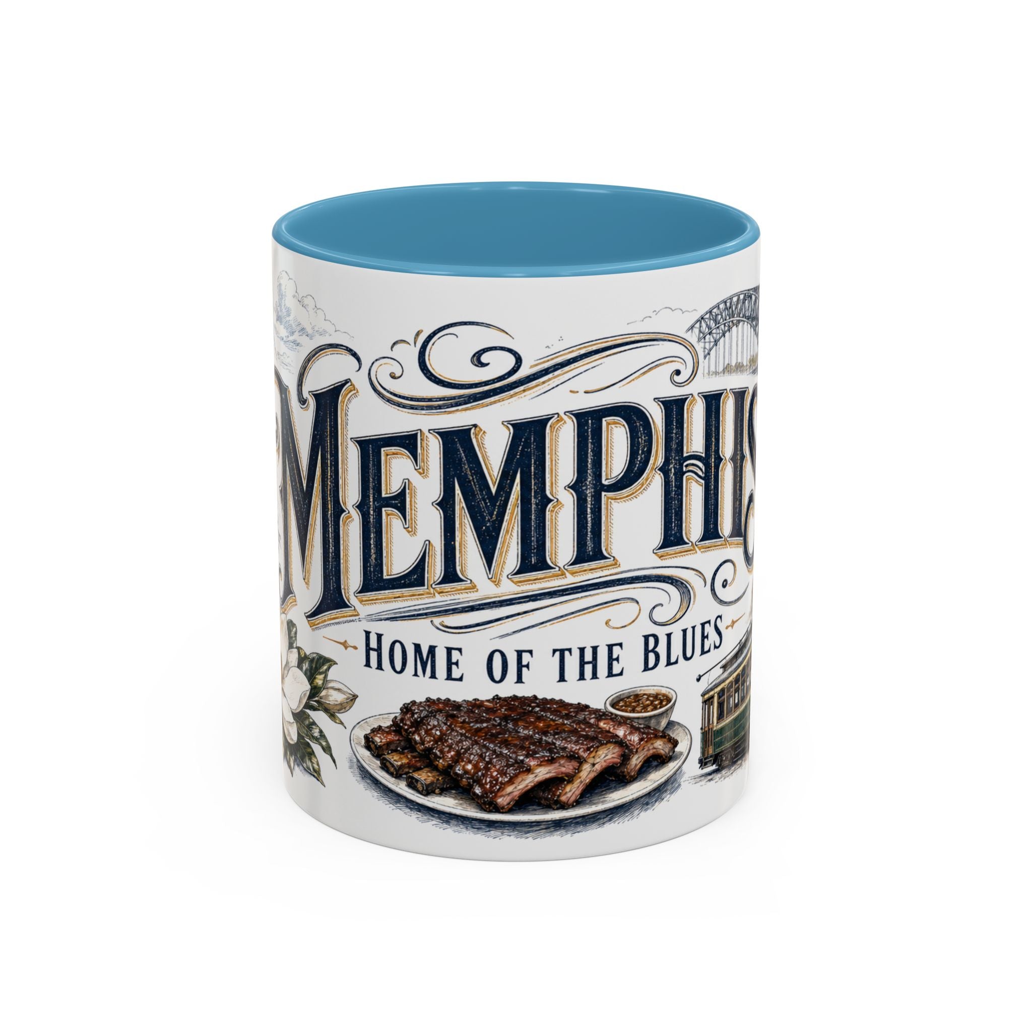 Memphis Coffee Mug | United States Travel Souvenir | Vintage Illustrated City Gift | 11 oz 15 oz Accent Mug