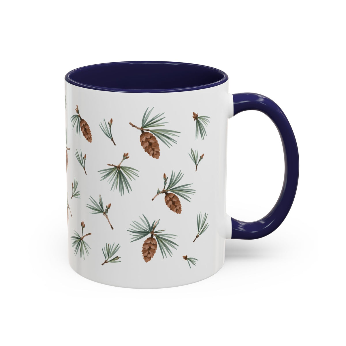Maine White Pine Cone and Tassel Mug, State Flower Floral Coffee Cup, 11oz Botanical Gift