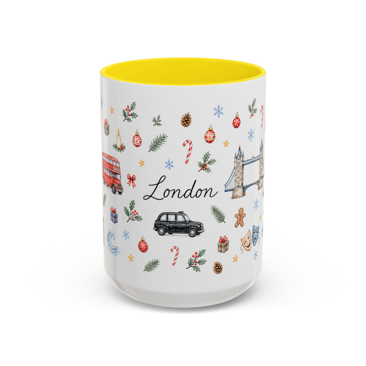 London Christmas Mug | Watercolor City Souvenir, Travel Memories, Ceramic Coffee Cup