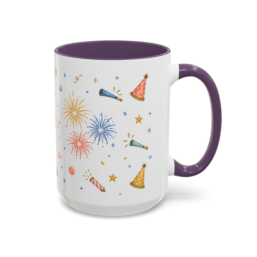 New Year Midnight Mug | Candle Firework Watercolor Party Gift | Accent Cup 11oz 15oz