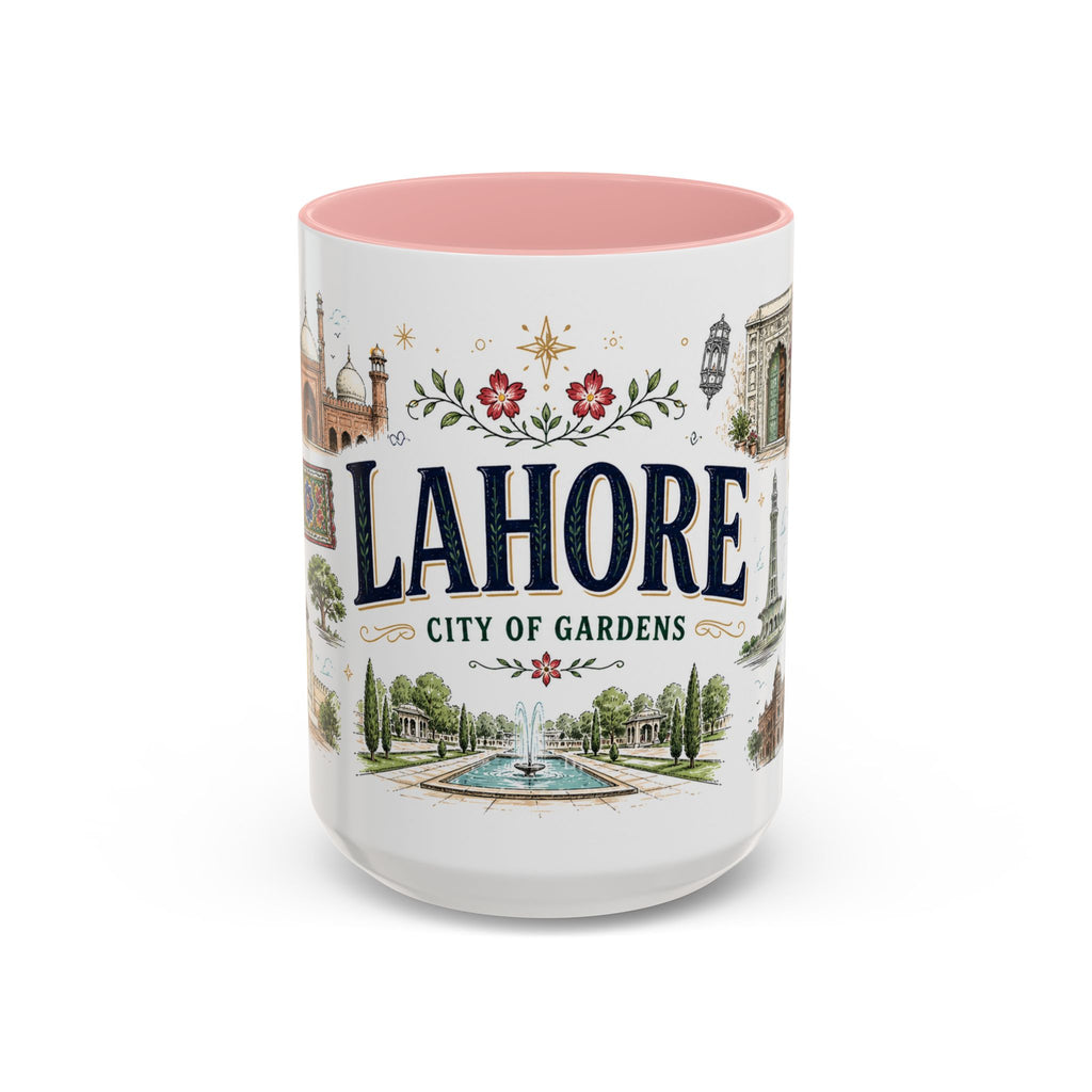 Lahore Coffee Mug | Pakistan Souvenir Travel Gift | Accent Color Ceramic 11oz 15oz