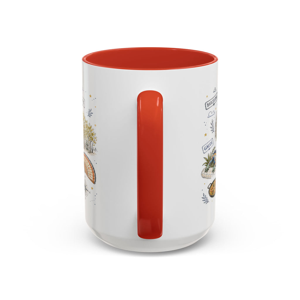Barcelona Coffee Mug | Spain Souvenir Travel Gift | Accent Color Ceramic 11oz 15oz