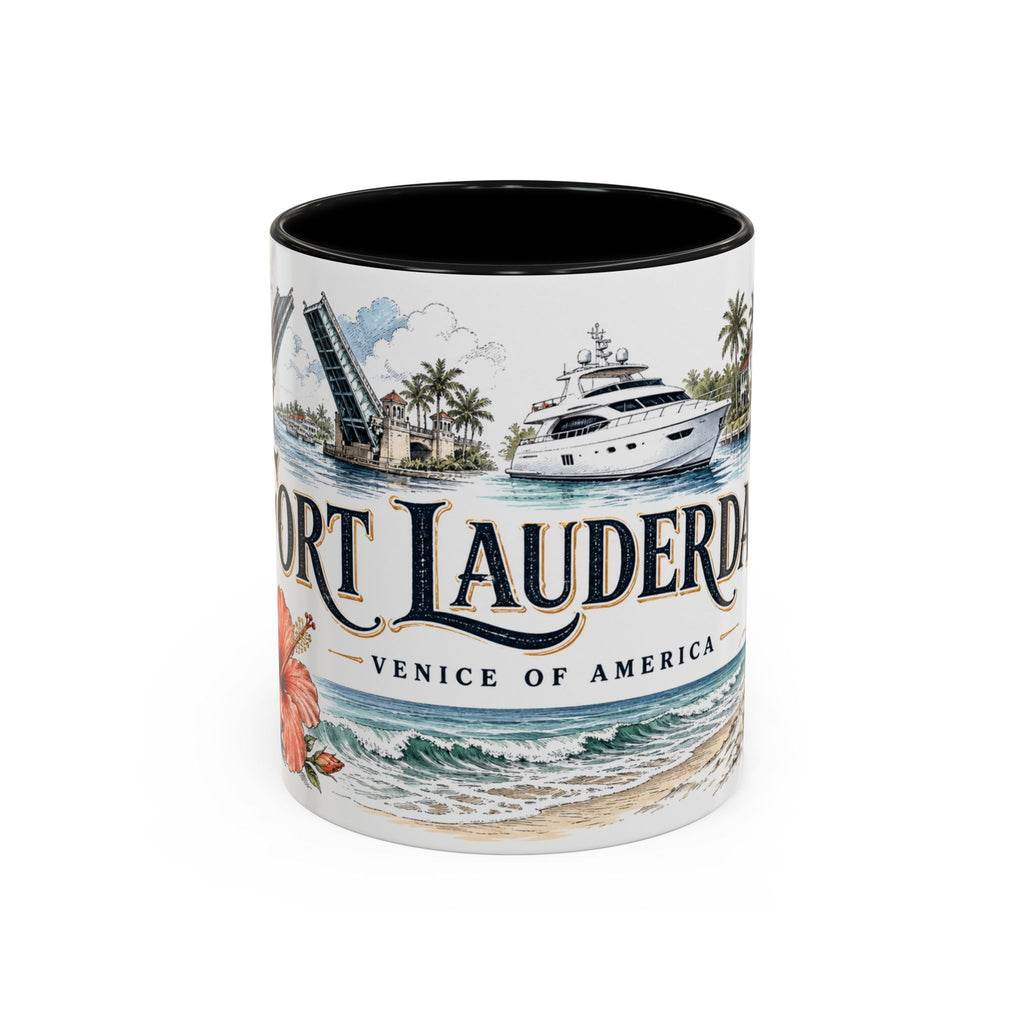 Fort Lauderdale Coffee Mug | United States Travel Souvenir | Vintage Illustrated City Gift | 11 oz 15 oz Accent Mug