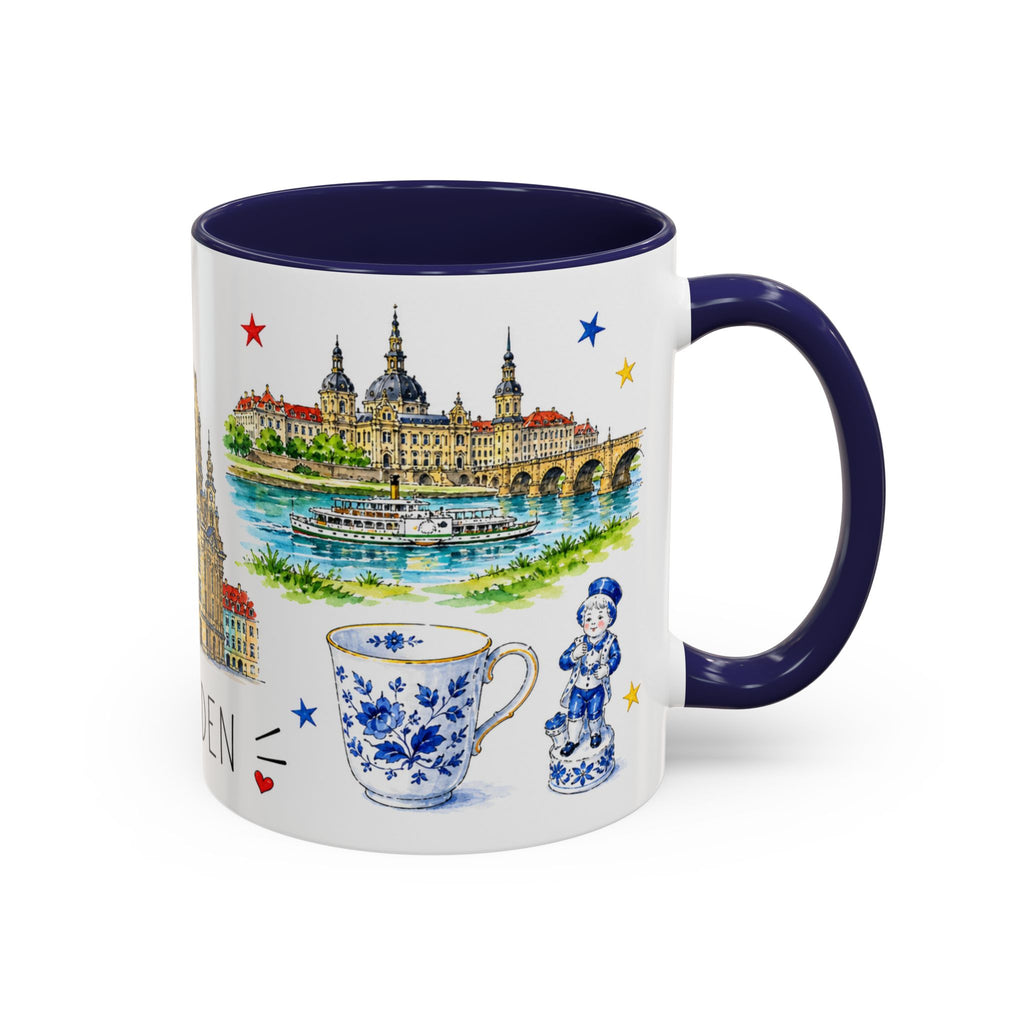 Dresden Illustrated Travel Mug | City Souvenir Accent Coffee Mug | 11oz 15oz Ceramic Cup