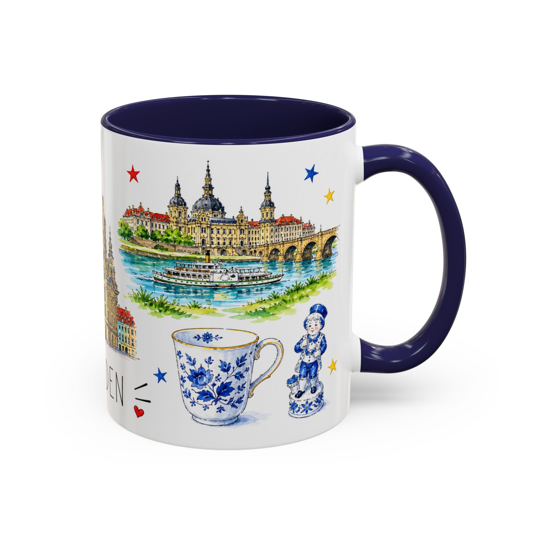 Dresden Illustrated Travel Mug | City Souvenir Accent Coffee Mug | 11oz 15oz Ceramic Cup