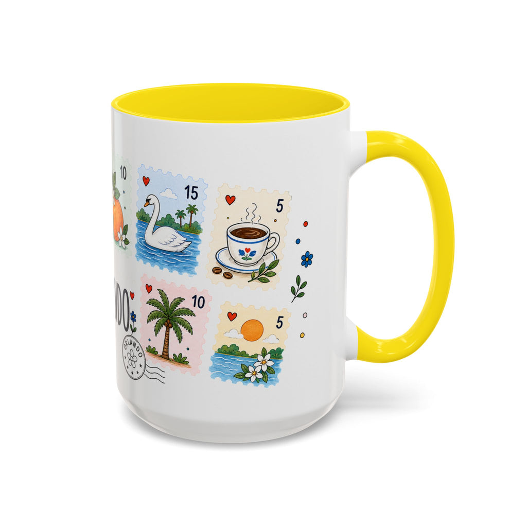 Orlando Coffee Mug | Postage Stamp Collage Mug | Travel Souvenir Accent Cup 11oz 15oz