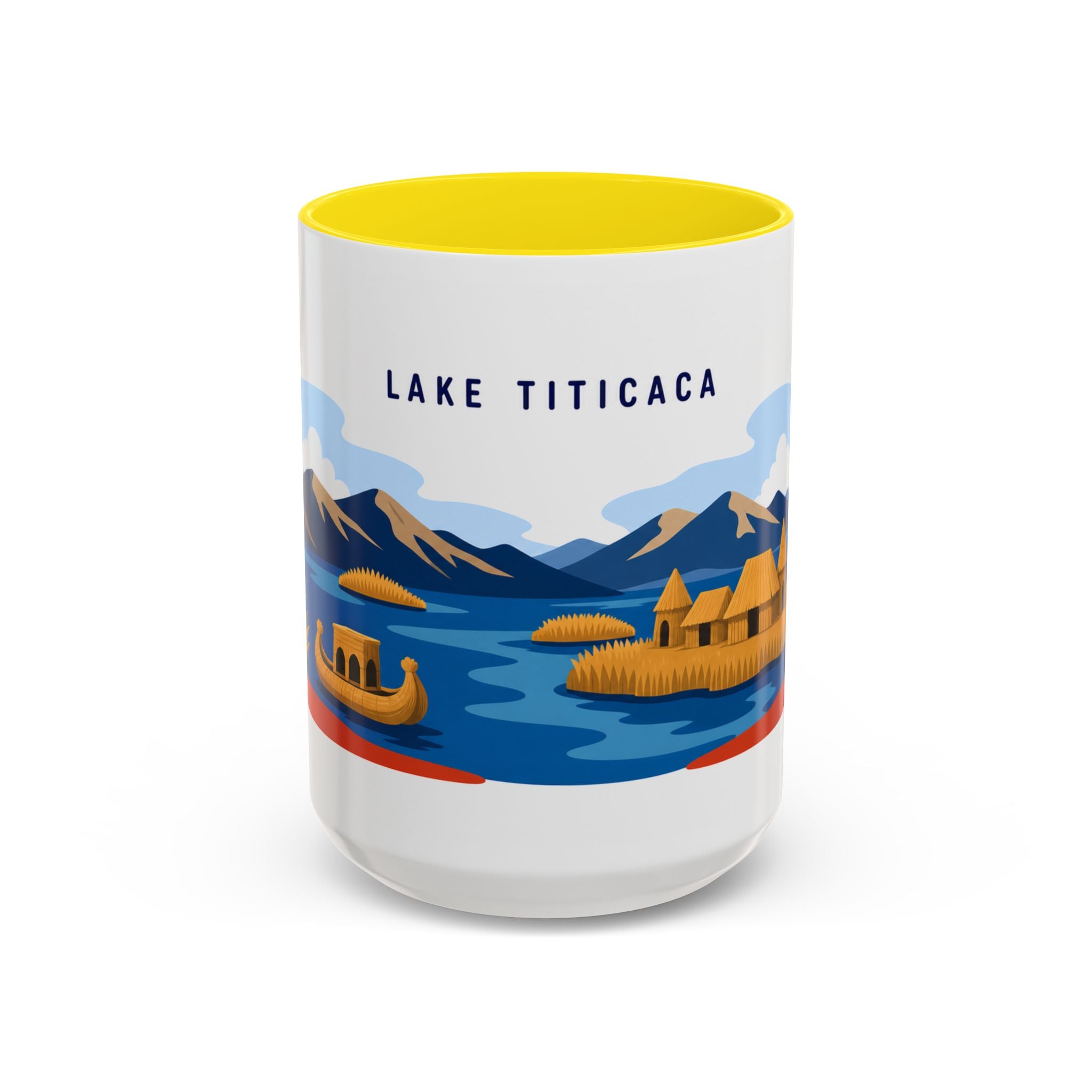 Lake Titicaca Coffee Mug | Travel Destination Souvenir Gift | Accent Color Ceramic 11oz 15oz