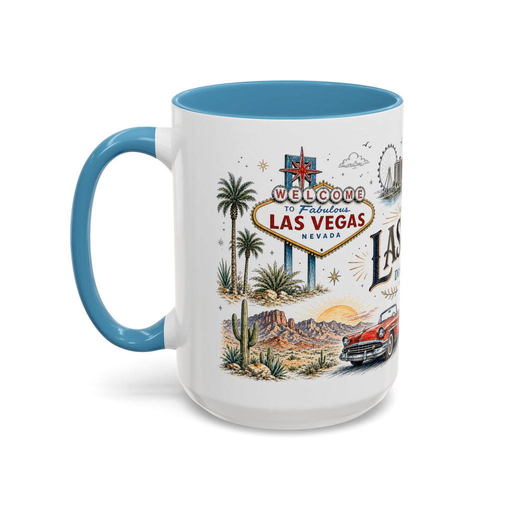 Las Vegas Coffee Mug | United States Travel Souvenir | Vintage Illustrated City Gift | 11 oz 15 oz Accent Mug