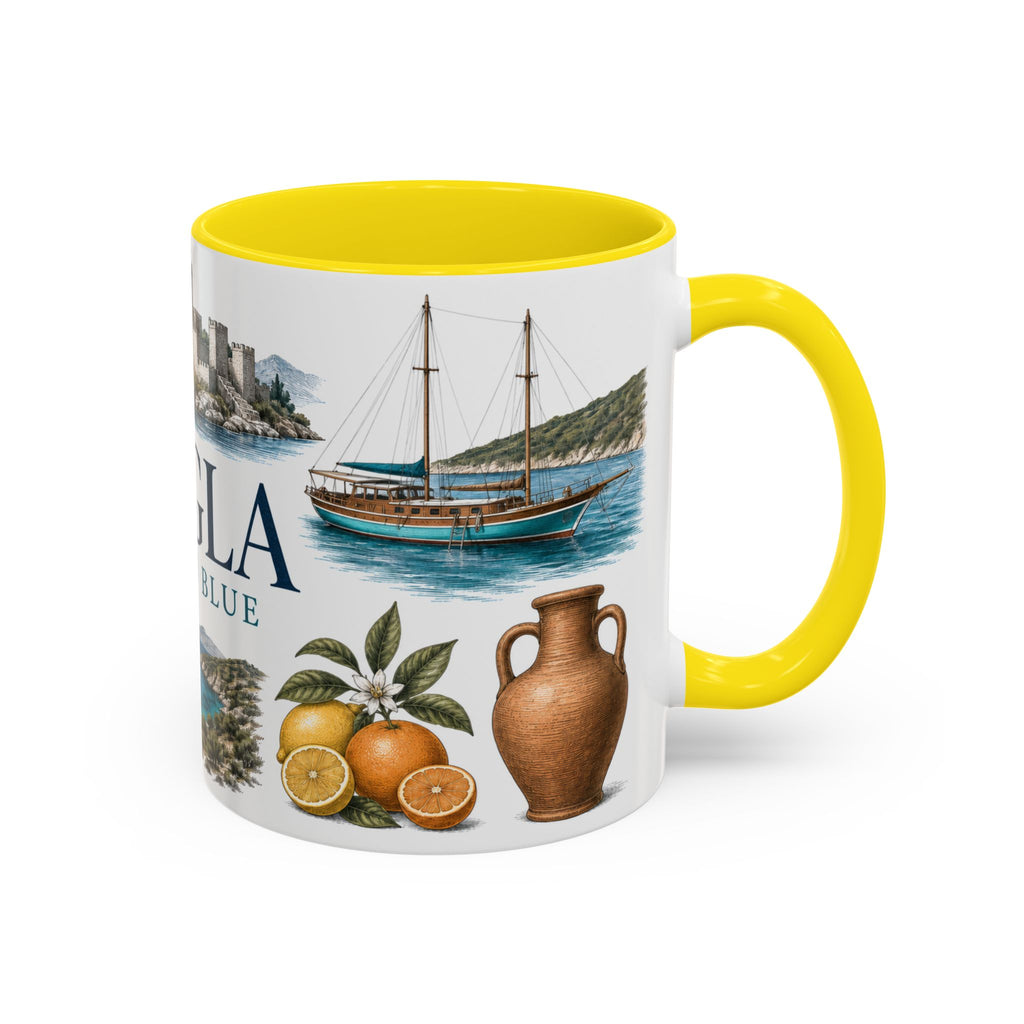 Mugla Coffee Mug | Turkey Travel Souvenir | Vintage Illustrated City Gift | 11 oz 15 oz Accent Mug