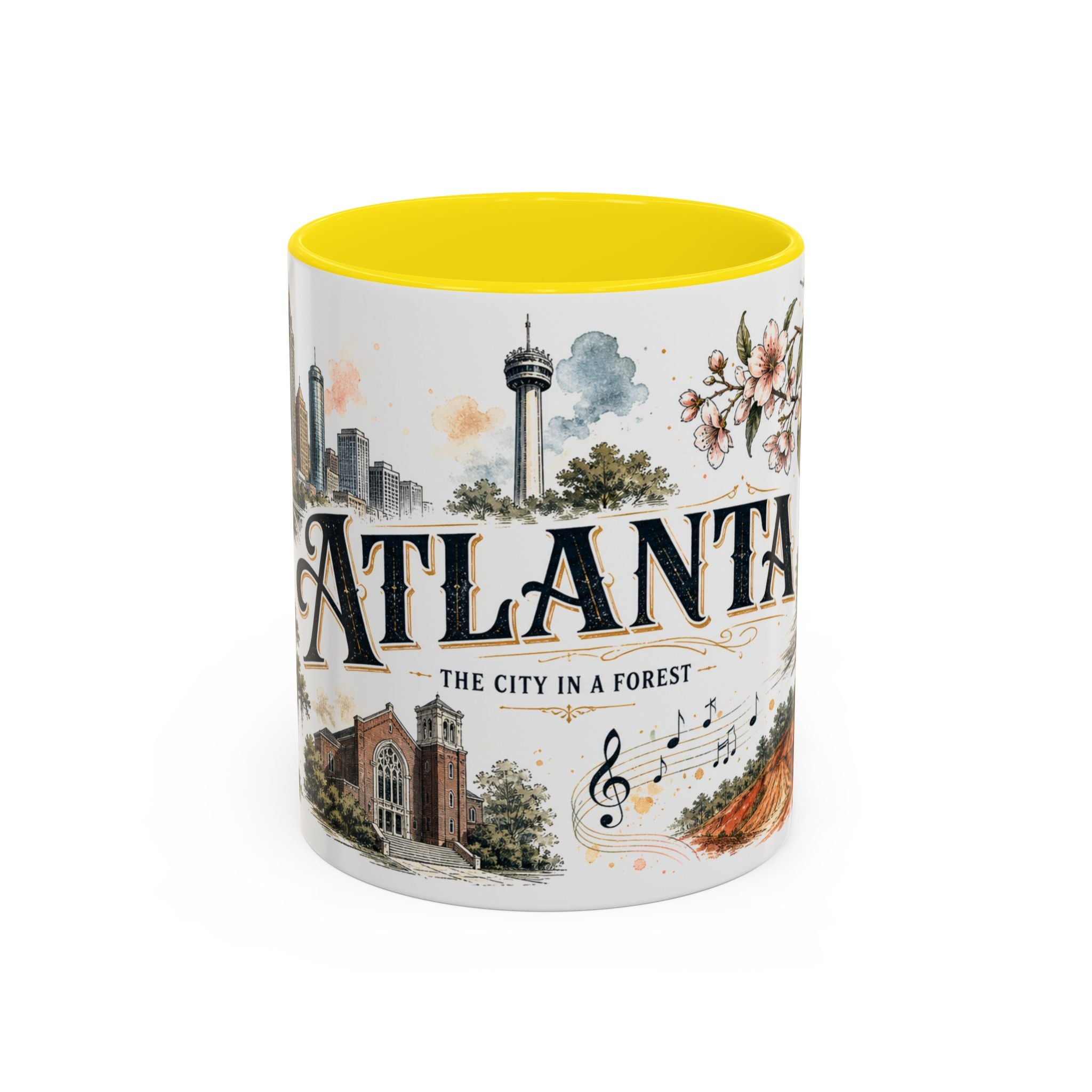 Atlanta Coffee Mug | United States Travel Souvenir | Vintage Illustrated City Gift | 11 oz 15 oz Accent Mug