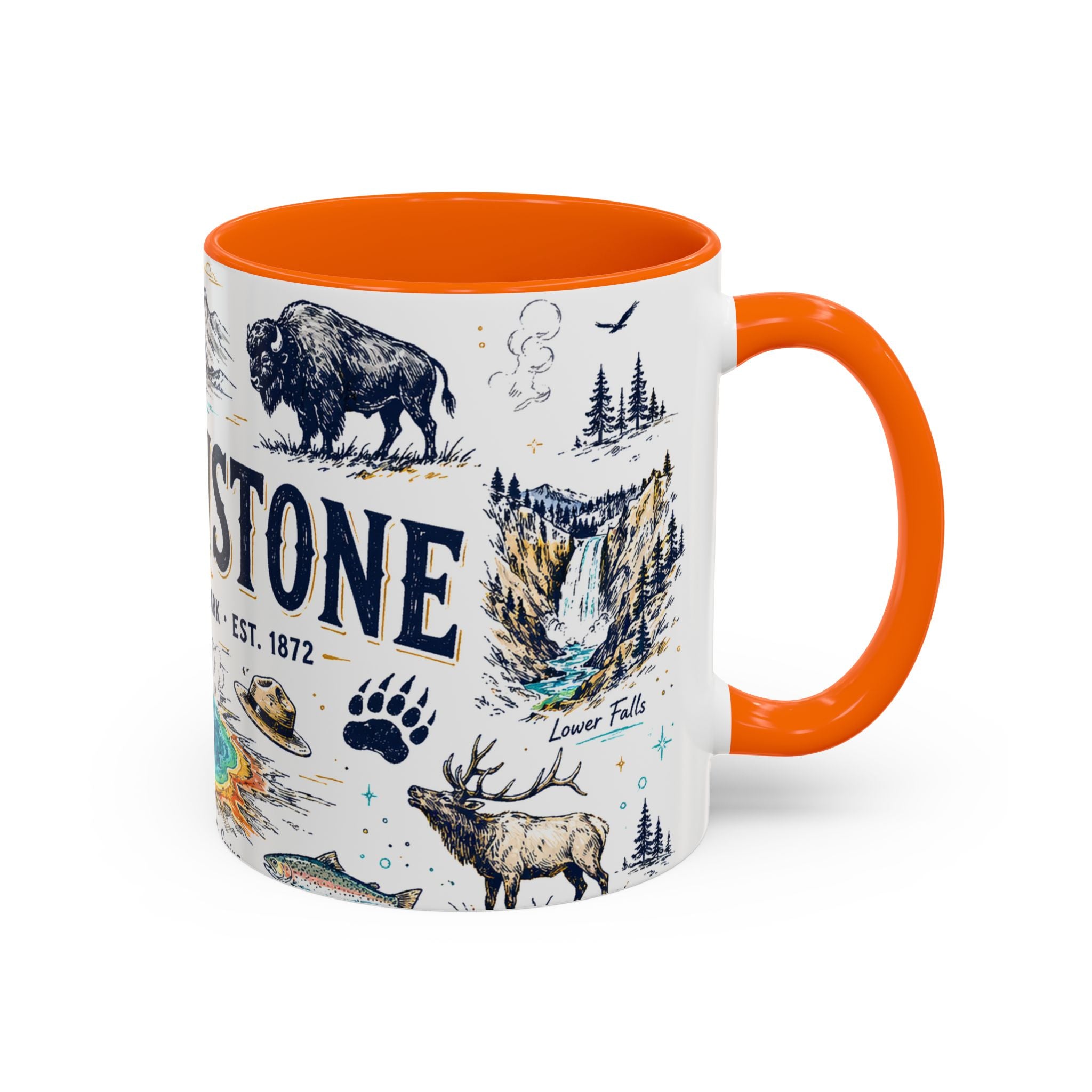 Yellowstone National Park Coffee Mug | Hiking Camping Nature Gift | Accent Color Ceramic 11oz 15oz