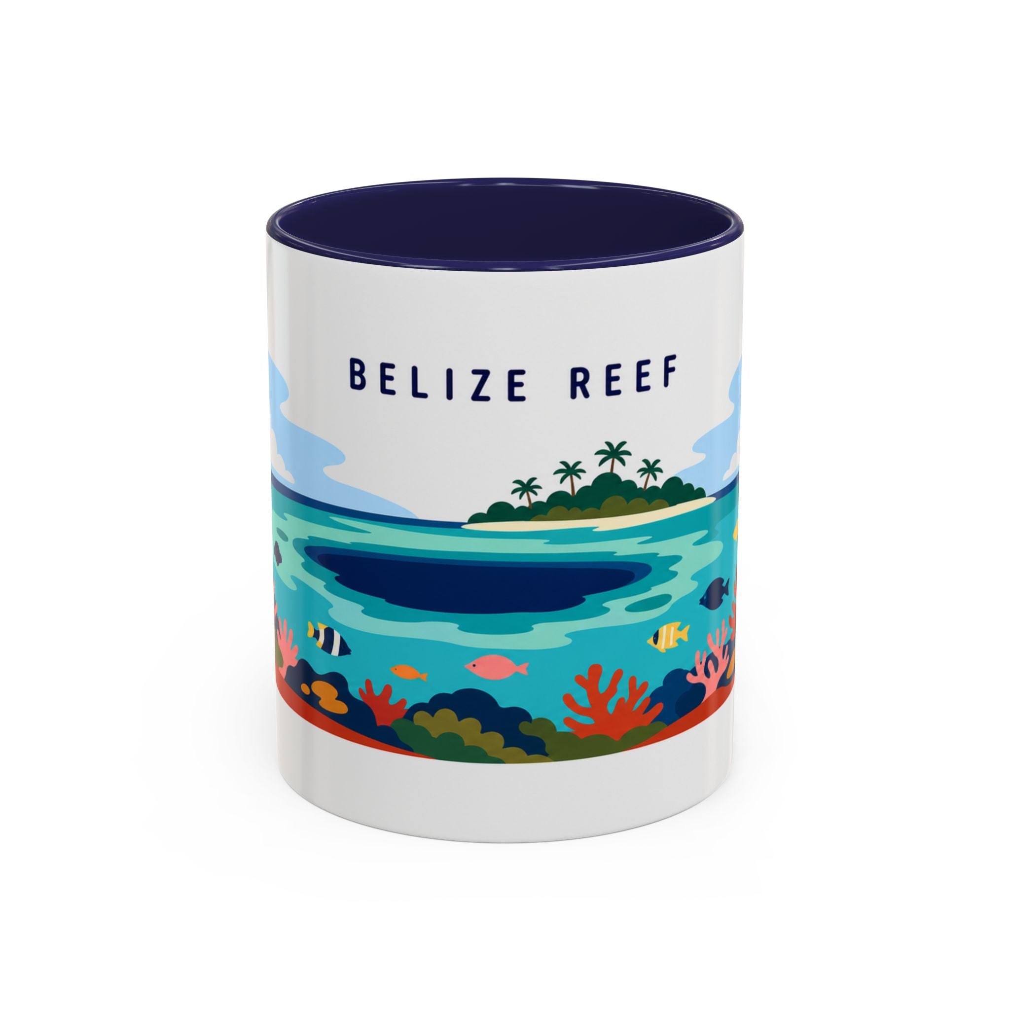 Belize Reef Coffee Mug | Travel Destination Souvenir Gift | Accent Color Ceramic 11oz 15oz