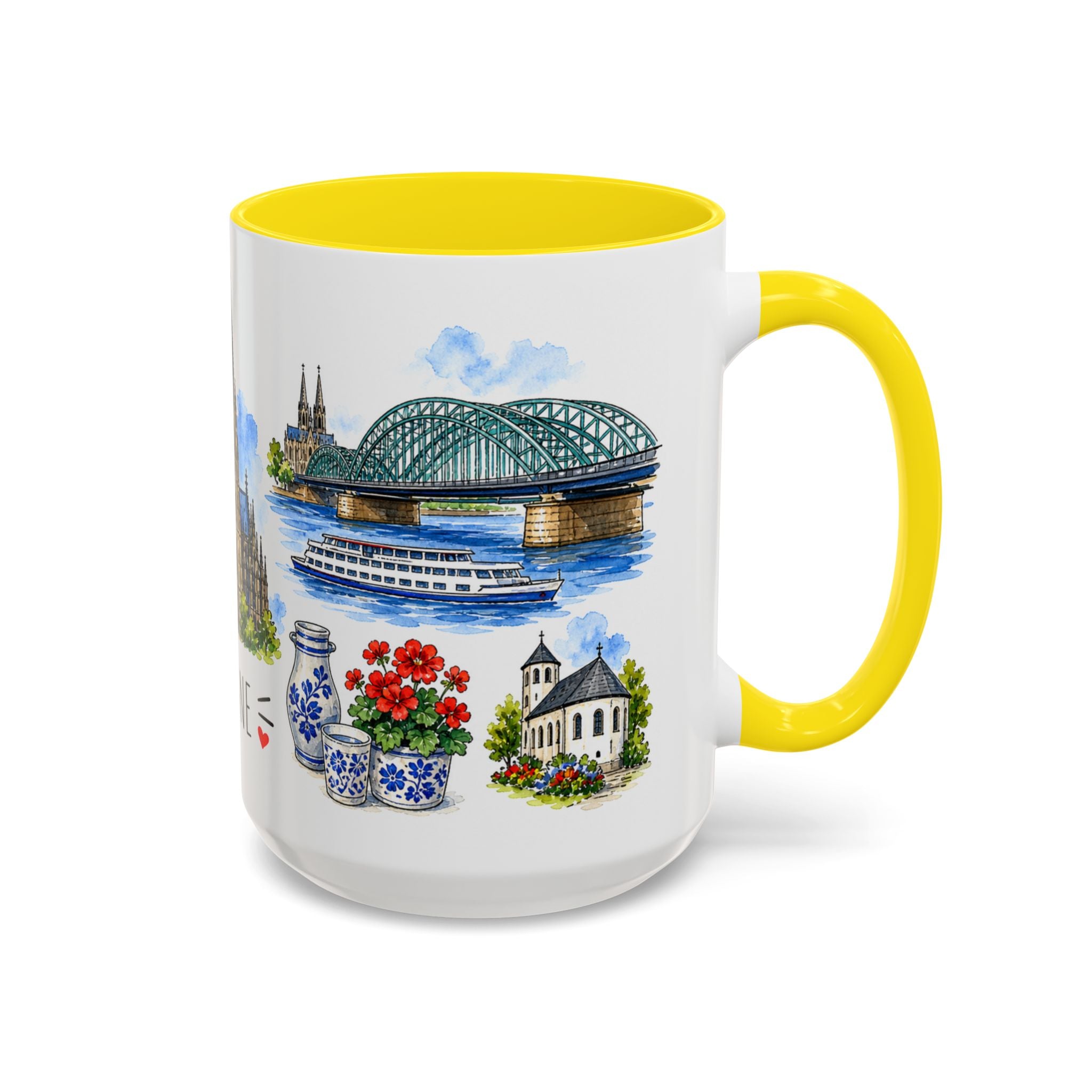 Cologne Illustrated Travel Mug | City Souvenir Accent Coffee Mug | 11oz 15oz Ceramic Cup