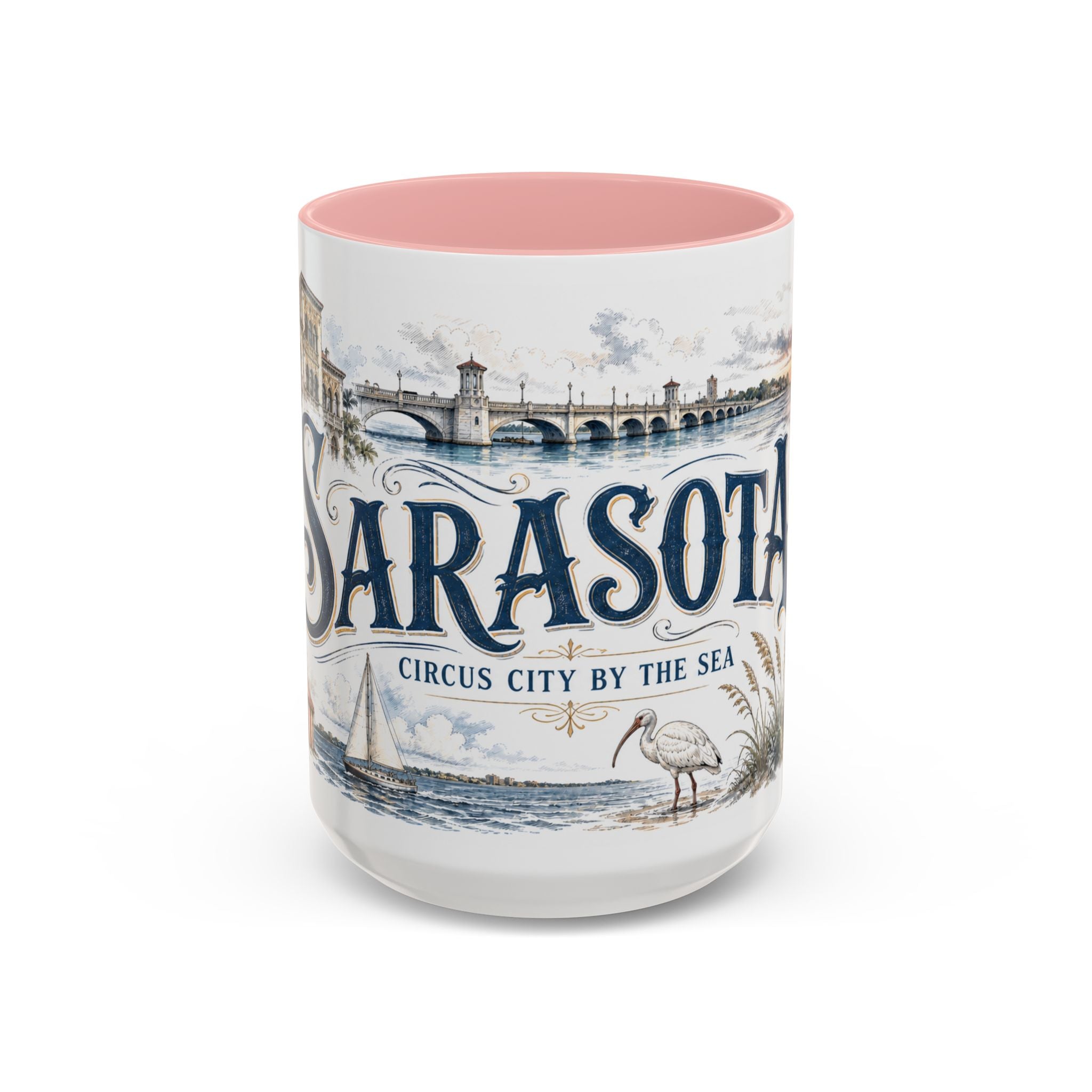 Sarasota Coffee Mug | United States Travel Souvenir | Vintage Illustrated City Gift | 11 oz 15 oz Accent Mug