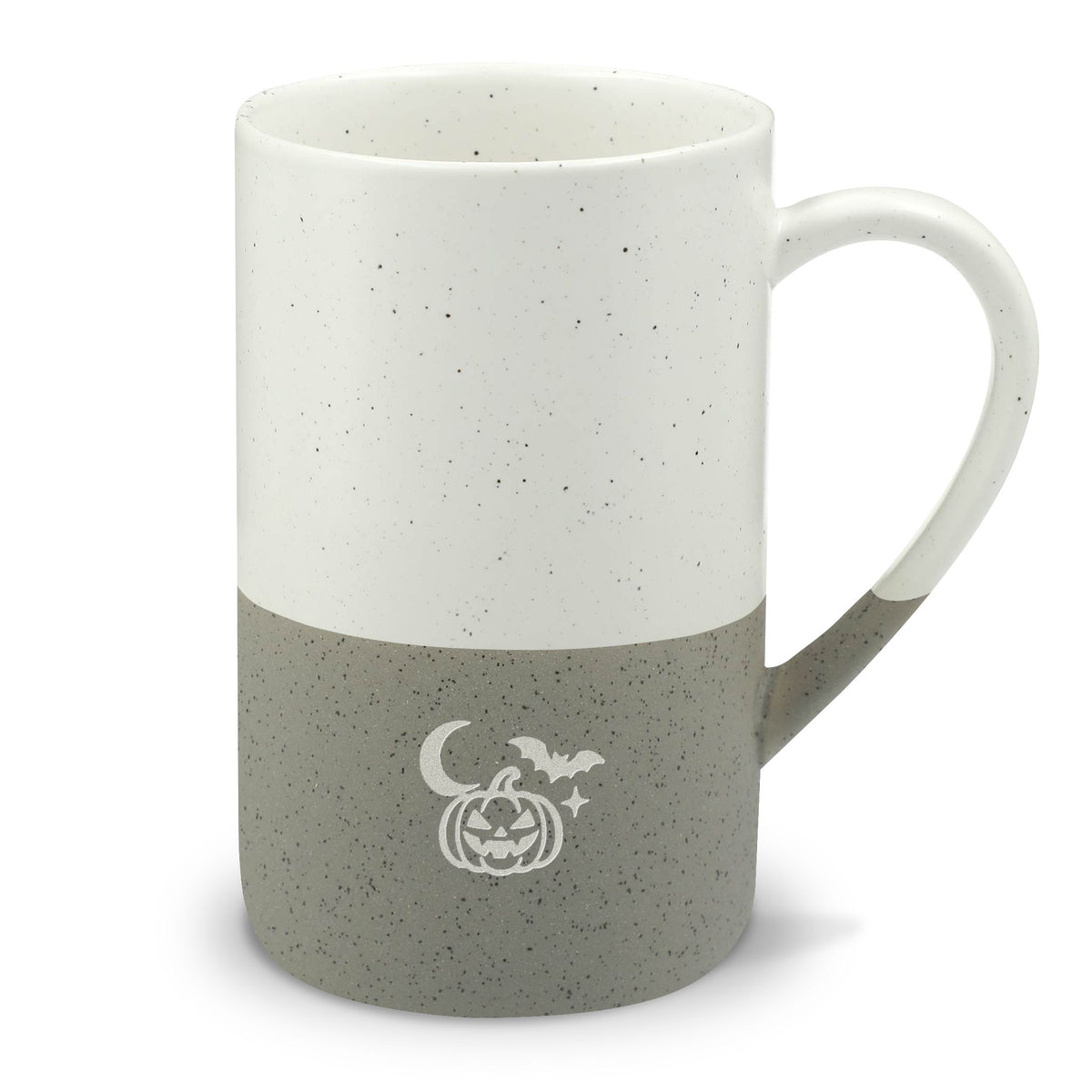 Halloween Engraved Mug, Halloween Pumpkin Bat, 13oz Speckled Ceramic Coffee Cup, Holiday Gift