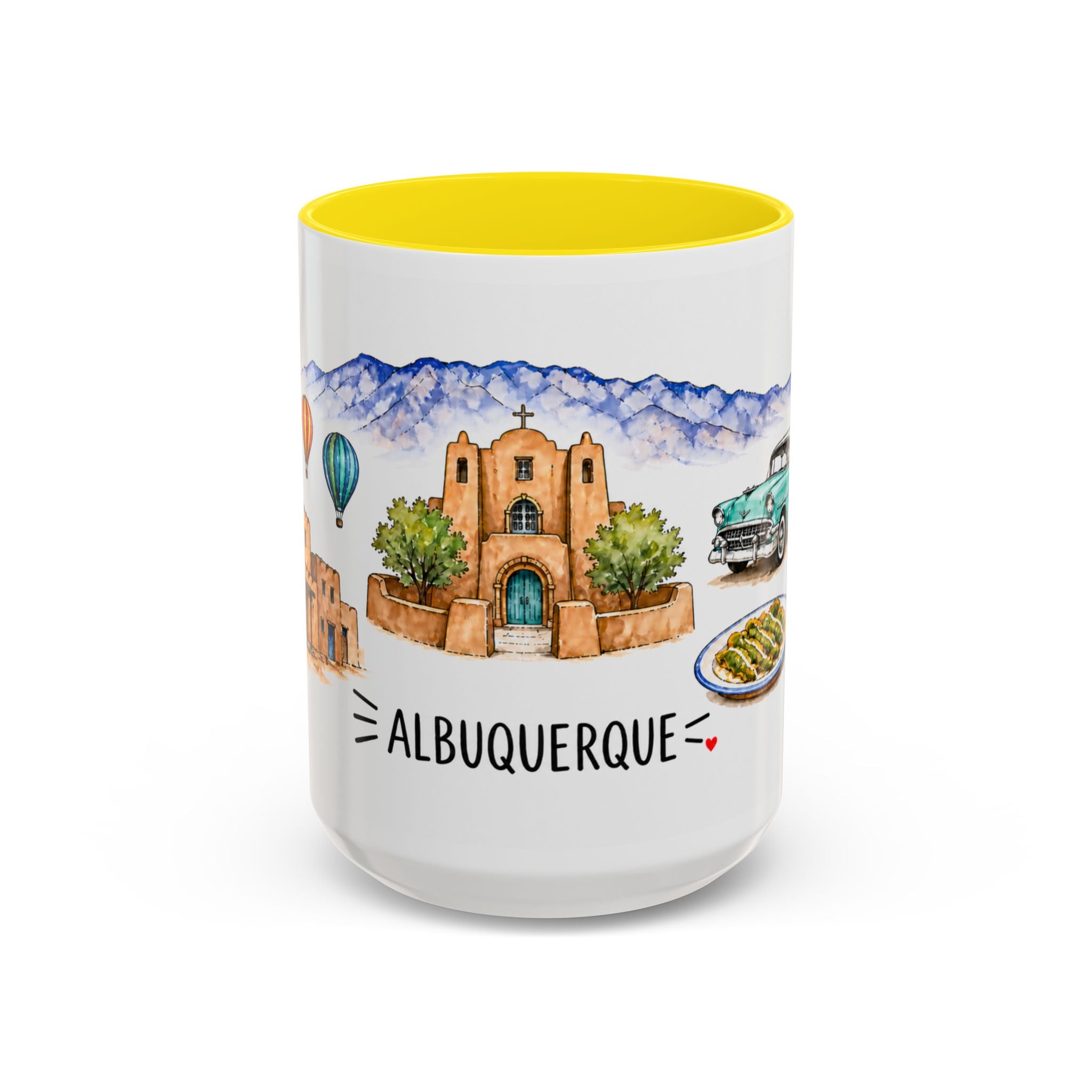 Albuquerque Illustrated Travel Mug | City Souvenir Accent Coffee Mug | 11oz 15oz Ceramic Cup