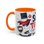 Super Teacher Coffee Mug | All Heroes Wear Capes Teacher Gift | Accent Color Ceramic 11oz 15oz