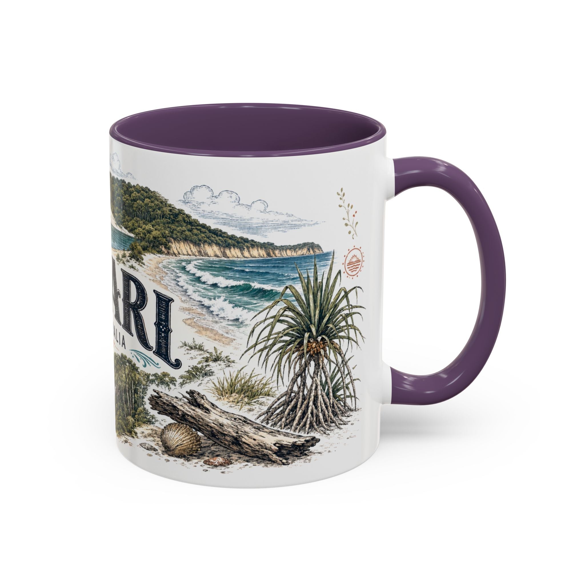 K'gari Mug, Australia Travel Souvenir, Bucket List Gift, Accent Ceramic Coffee Mug 11oz 15oz