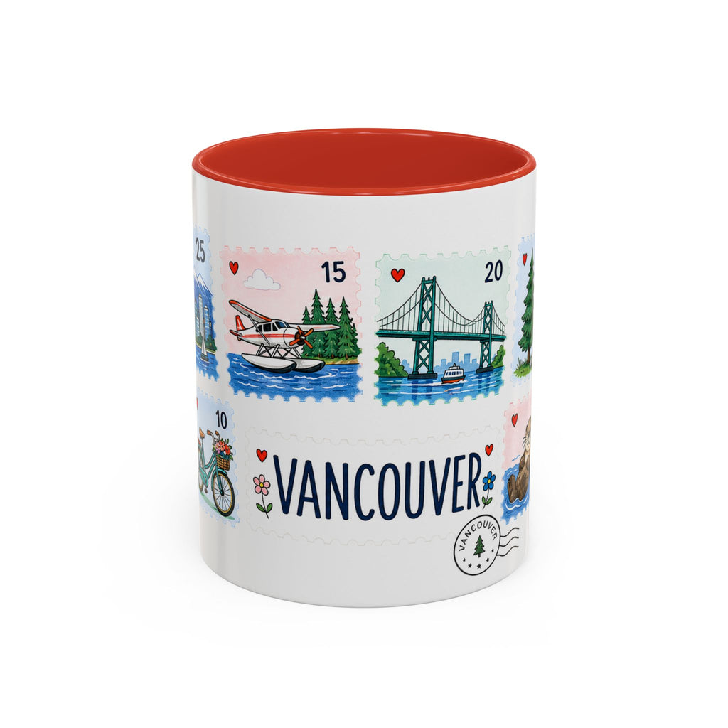 Vancouver Coffee Mug | Postage Stamp Collage Mug | Travel Souvenir Accent Cup 11oz 15oz