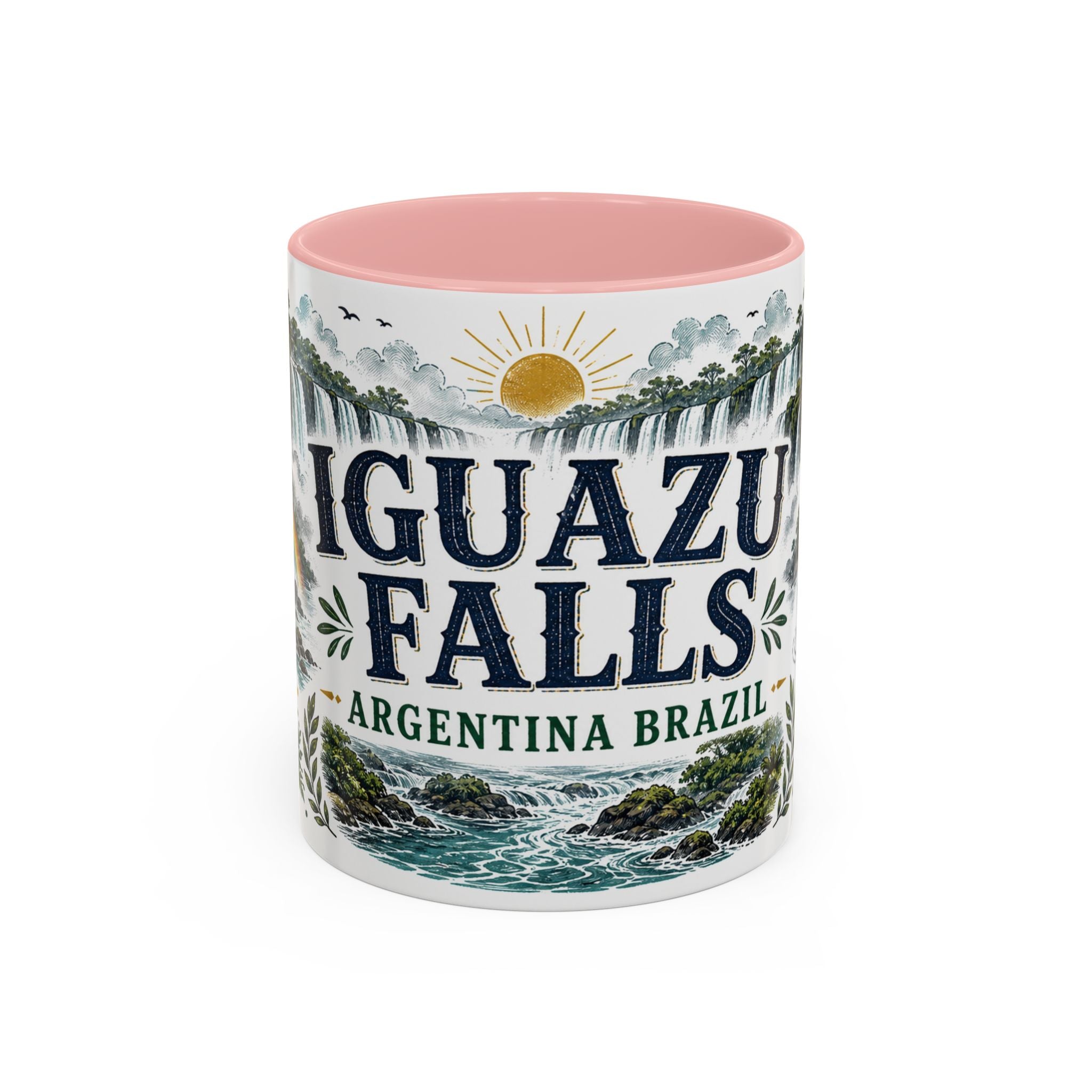 Iguazu Falls Coffee Mug | Travel Destination Souvenir Gift | Accent Color Ceramic 11oz 15oz