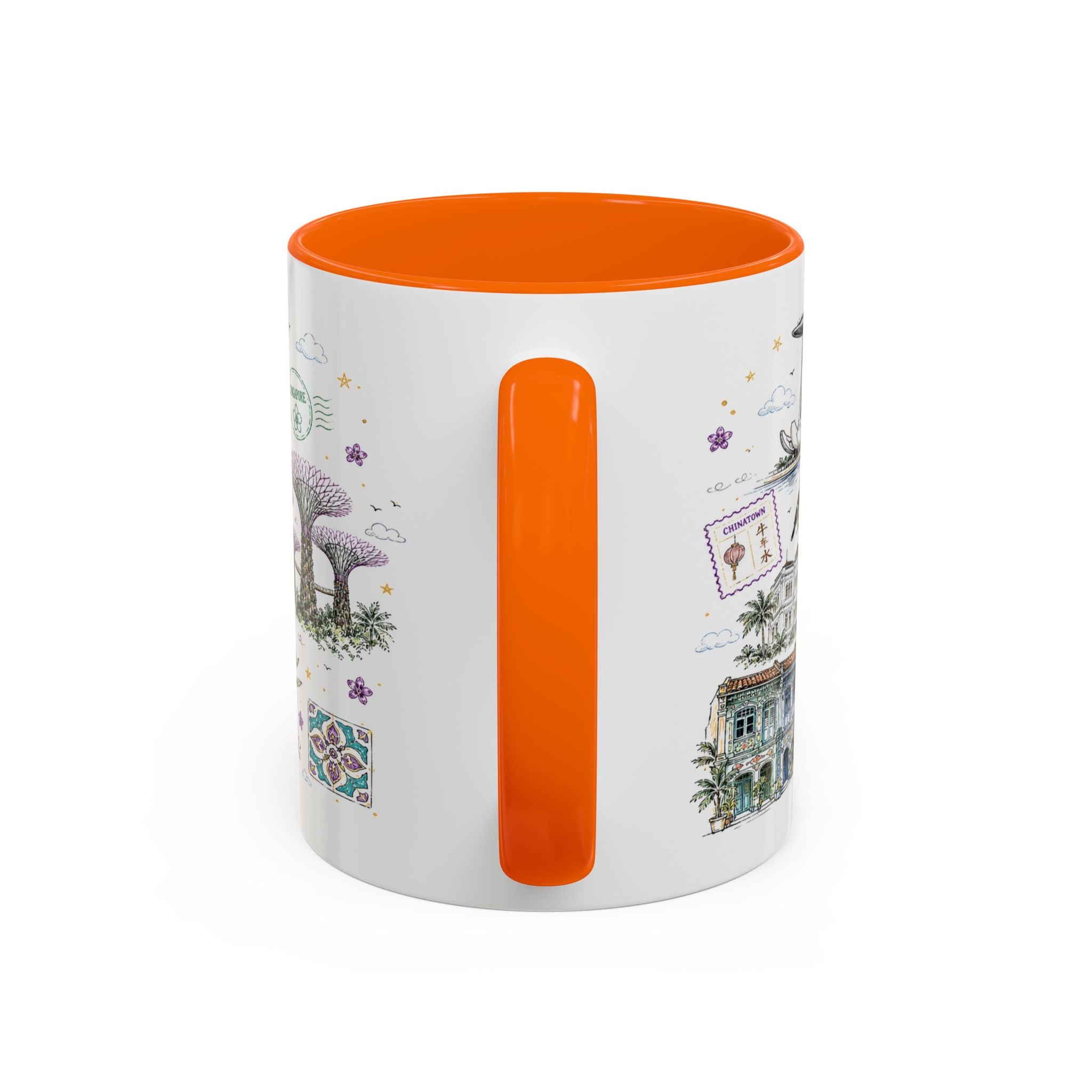Singapore Coffee Mug | Asia Souvenir Travel Gift | Accent Color Ceramic 11oz 15oz