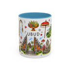Ubud Illustrated Travel Mug | City Souvenir Accent Coffee Mug | 11oz 15oz Ceramic Cup