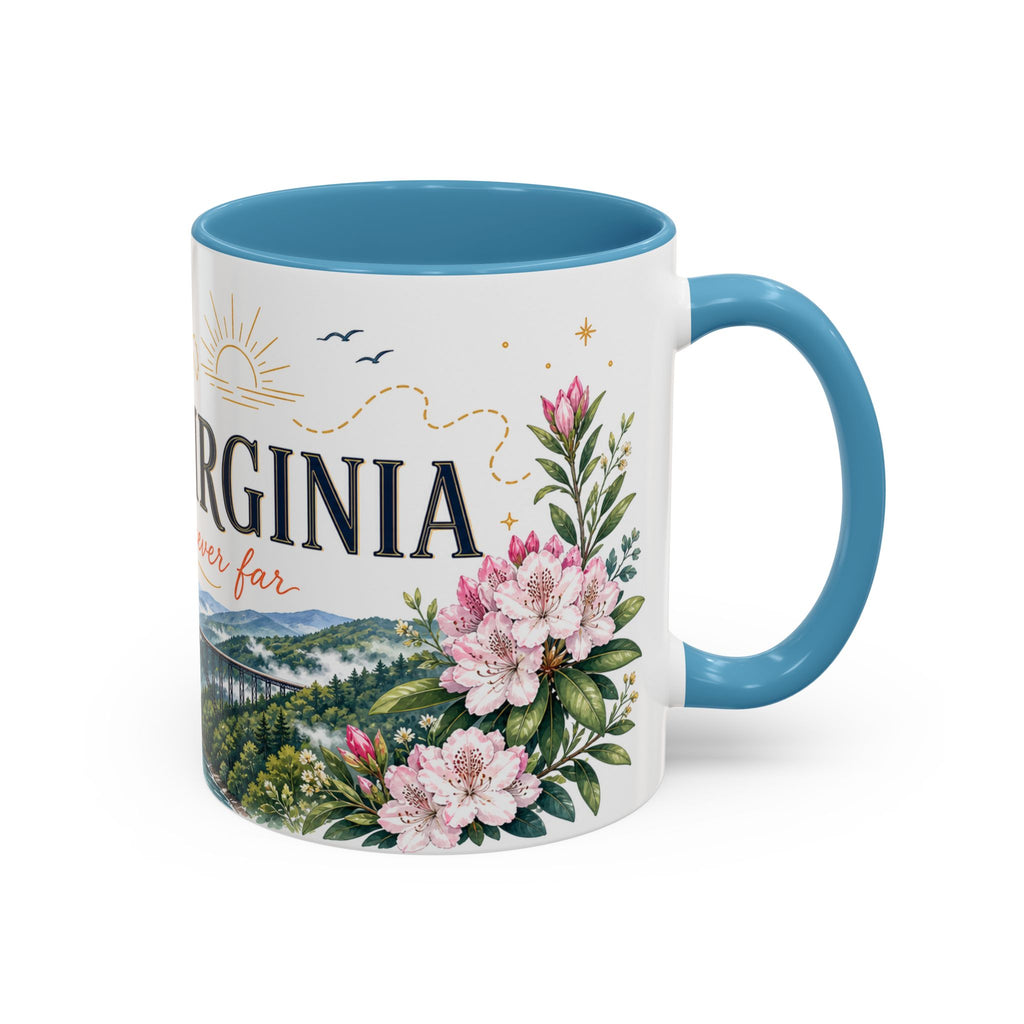 West Virginia State Map Mug | Appalachian Bridge, Rhododendron Accent Coffee Cup