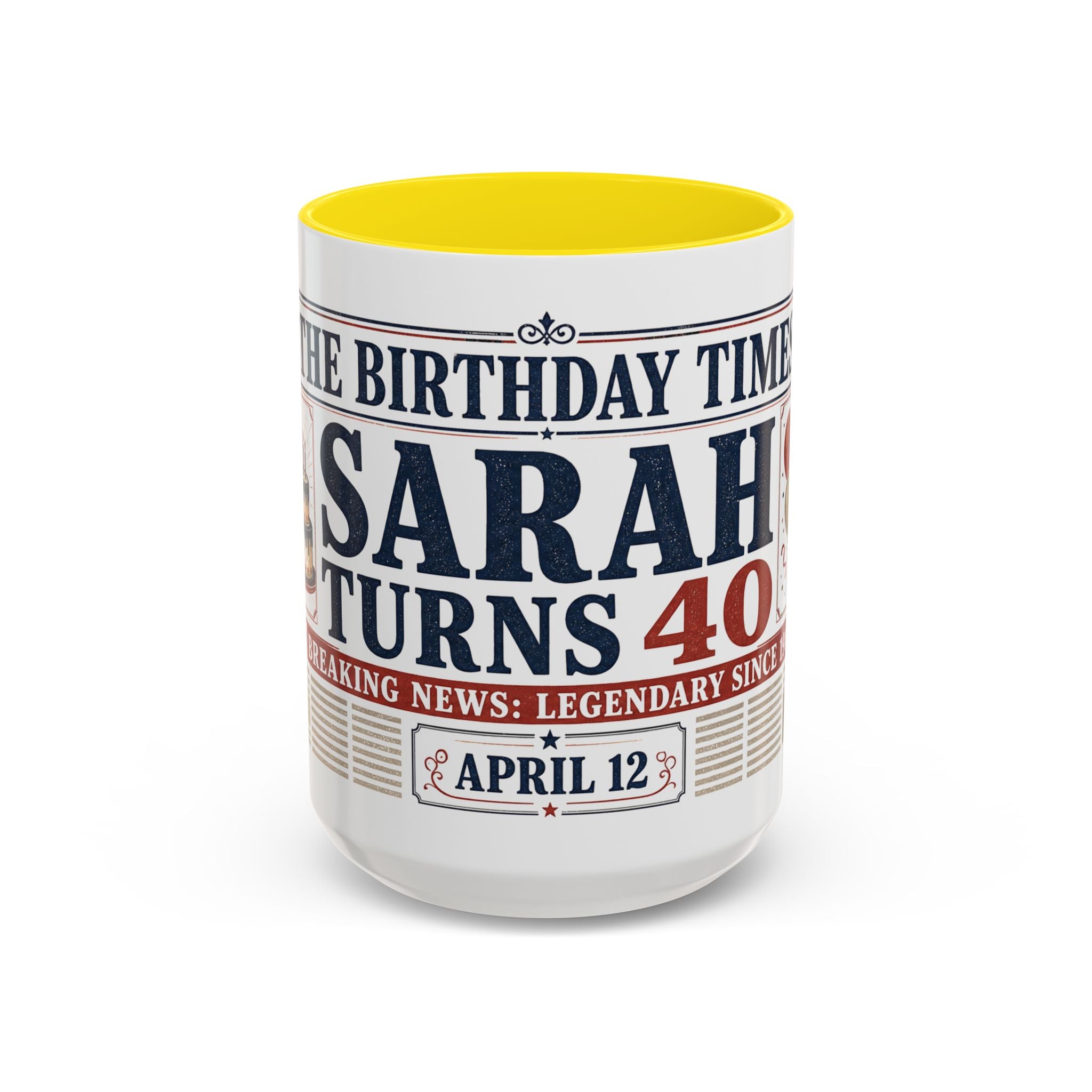 Birthday Newspaper Mug | Custom Name Age Date Gift | The Birthday Times Coffee Cup 11oz 15oz