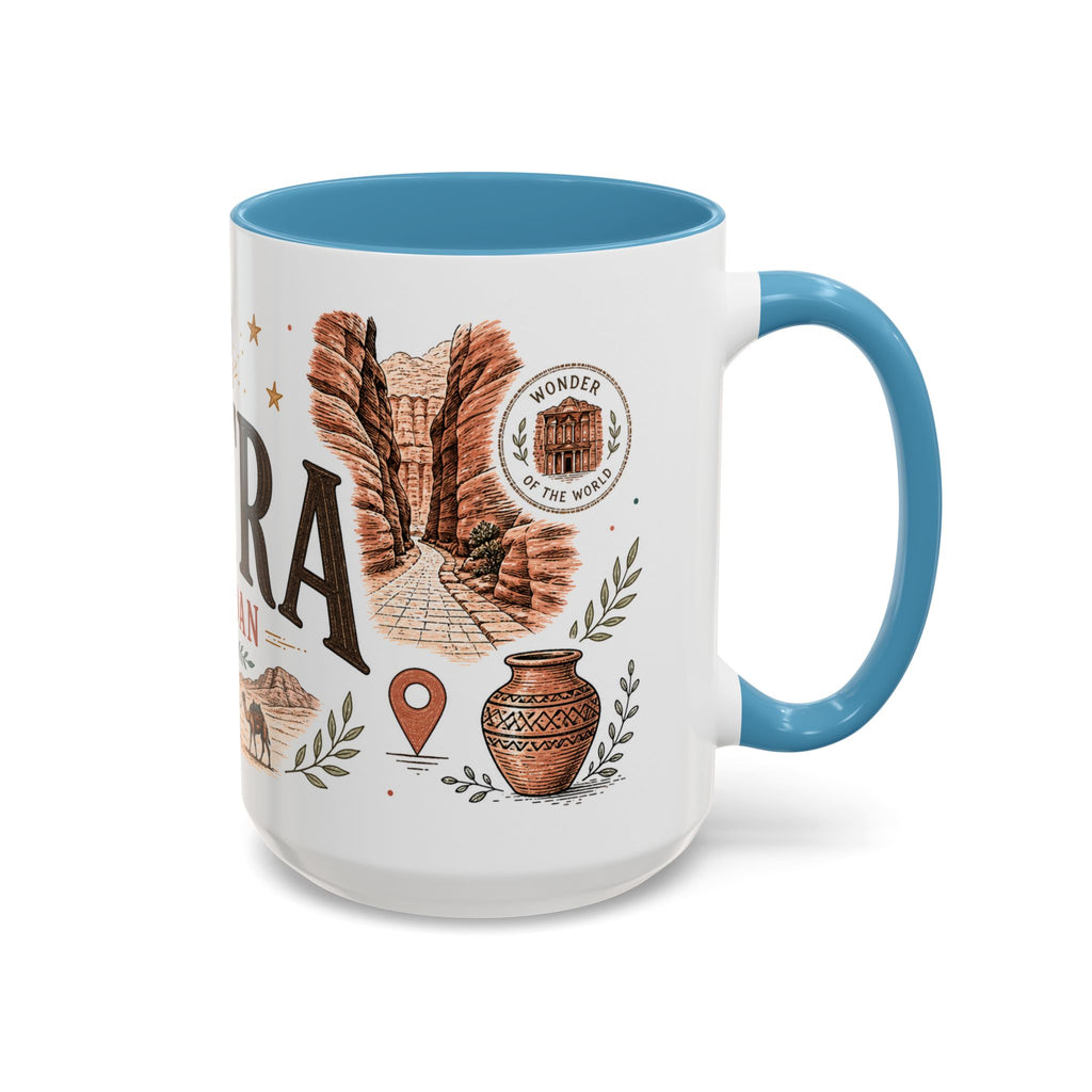 Petra Coffee Mug | Travel Destination Souvenir Gift | Accent Color Ceramic 11oz 15oz