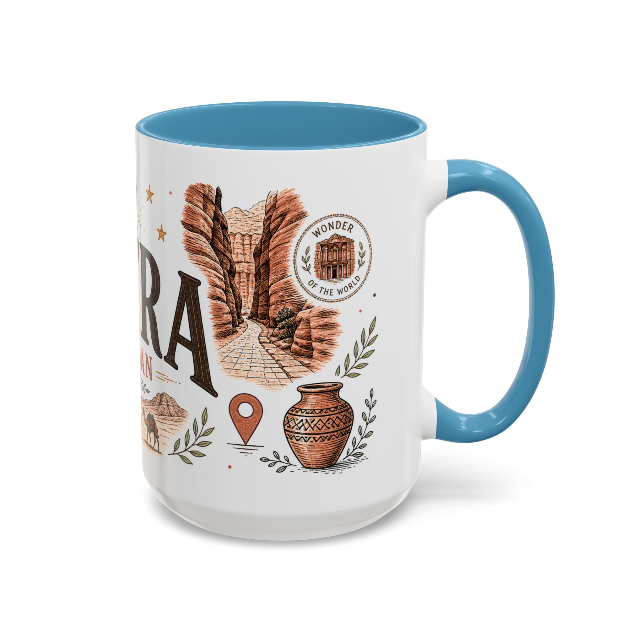 Petra Coffee Mug | Travel Destination Souvenir Gift | Accent Color Ceramic 11oz 15oz