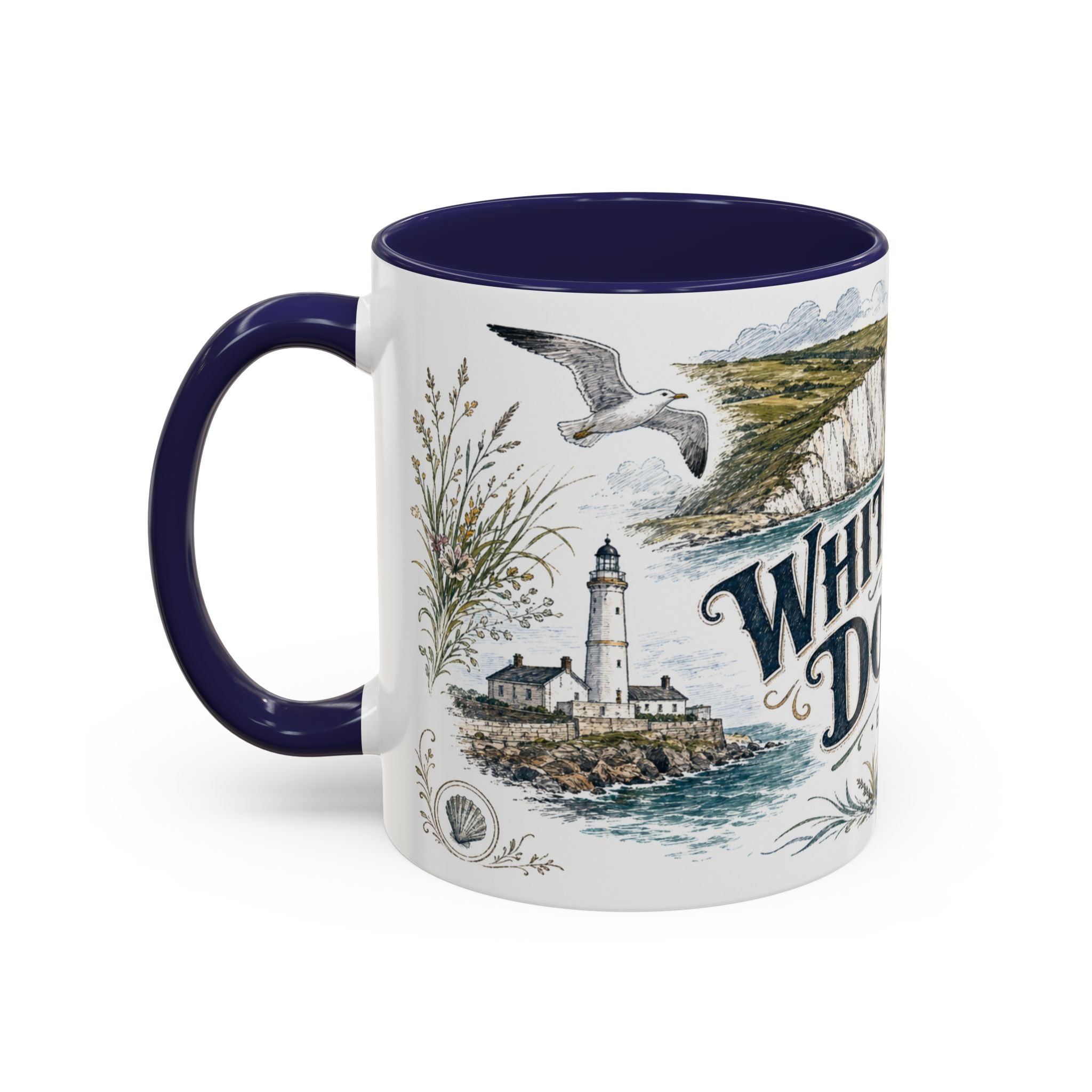 White Cliffs of Dover Mug, England Travel Souvenir, Bucket List Gift, Accent Ceramic Coffee Mug 11oz 15oz