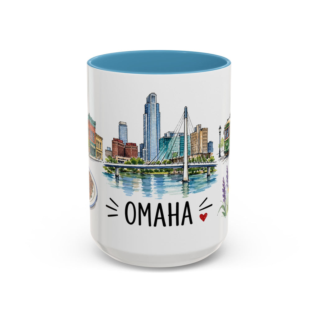 Omaha Illustrated Travel Mug | City Souvenir Accent Coffee Mug | 11oz 15oz Ceramic Cup