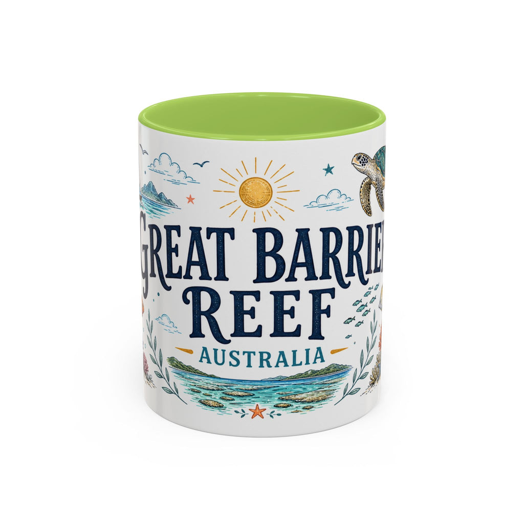 Great Barrier Reef Coffee Mug | Travel Destination Souvenir Gift | Accent Color Ceramic 11oz 15oz