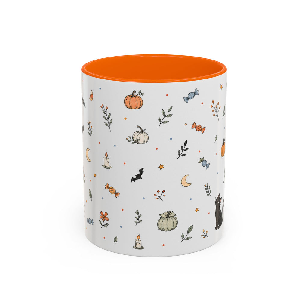 Halloween Party Mug | Ghost Black Cat Candy Watercolor Gift | Accent Cup 11oz 15oz