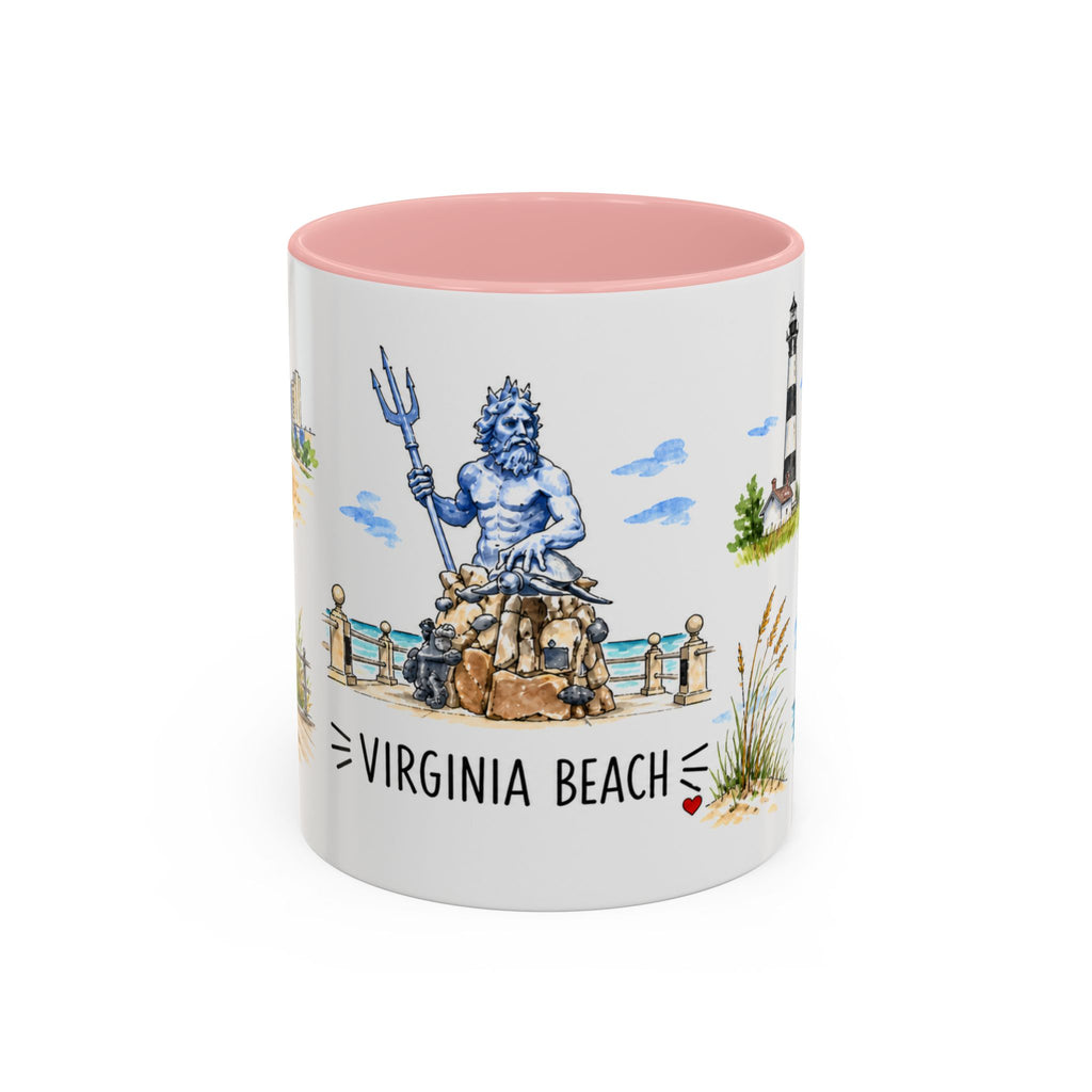 Virginia Beach Illustrated Travel Mug | City Souvenir Accent Coffee Mug | 11oz 15oz Ceramic Cup