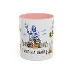 Virginia Beach Illustrated Travel Mug | City Souvenir Accent Coffee Mug | 11oz 15oz Ceramic Cup