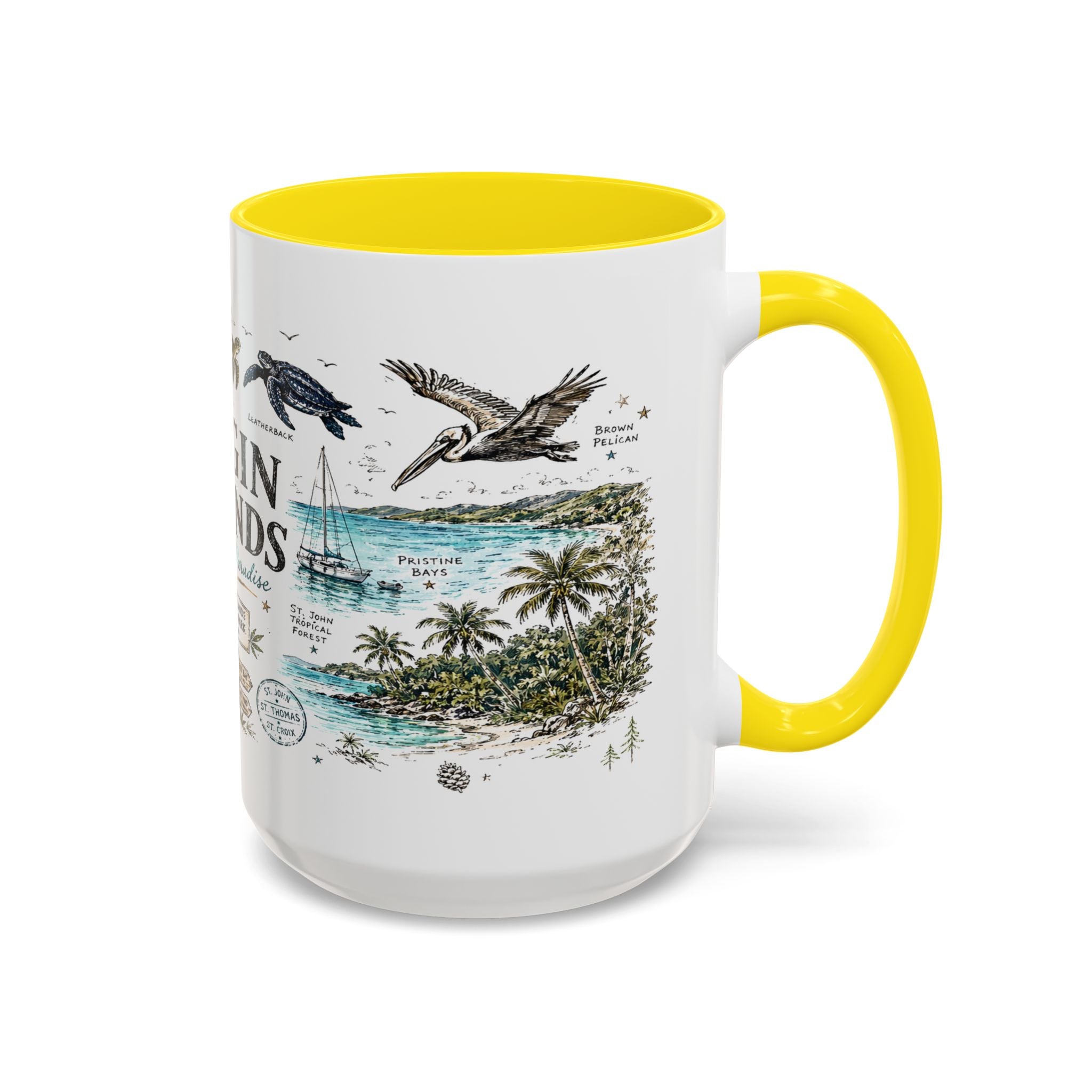 Virgin Islands National Park Coffee Mug | Caribbean Beach Snorkeling Reef Gift | Accent Color Ceramic 11oz 15oz