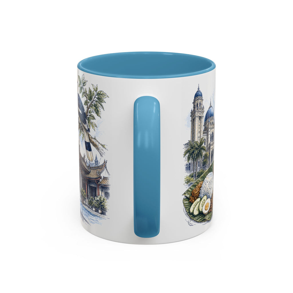 Johor Bahru Coffee Mug | Malaysia Travel Souvenir | Vintage Illustrated City Gift | 11 oz 15 oz Accent Mug
