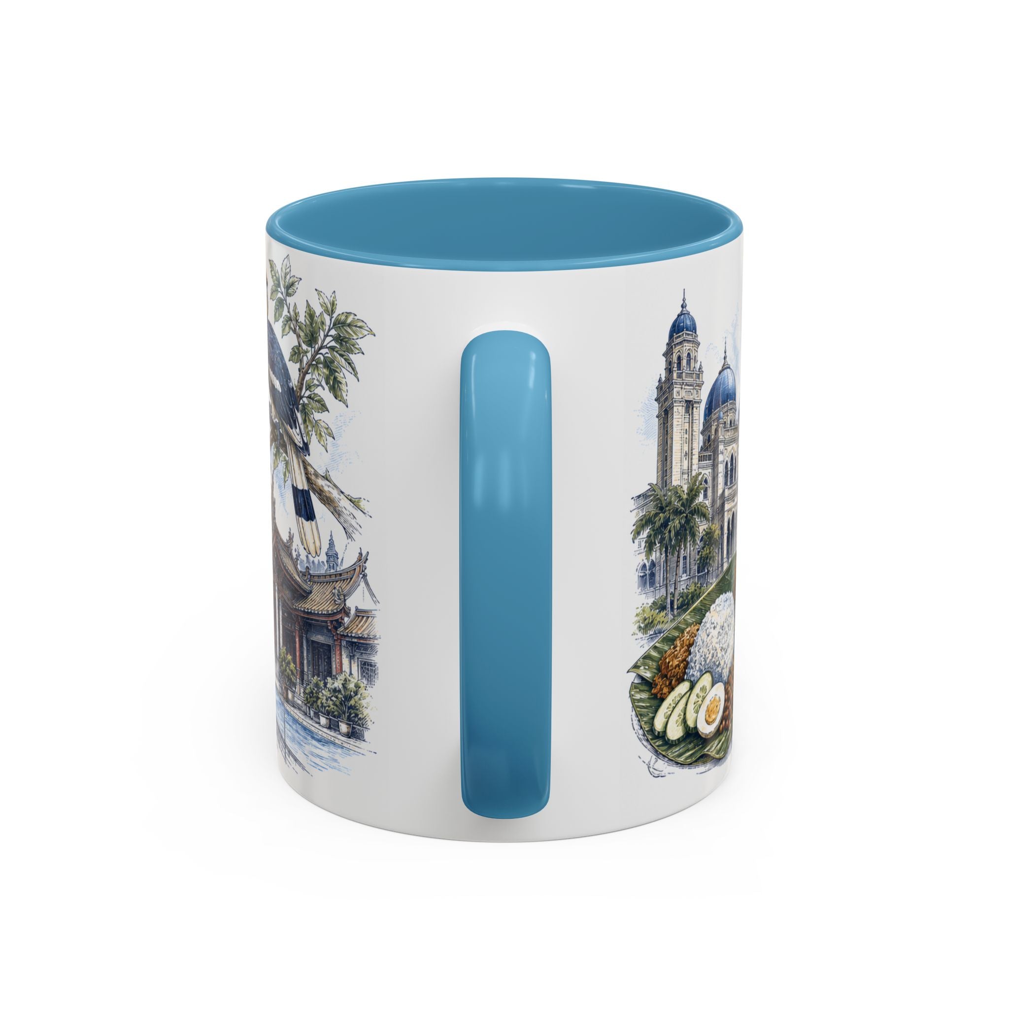 Johor Bahru Coffee Mug | Malaysia Travel Souvenir | Vintage Illustrated City Gift | 11 oz 15 oz Accent Mug