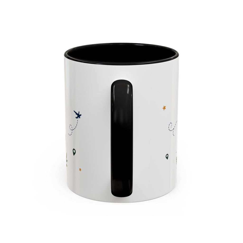 Retirement Plan Coffee And Adventures Mug | Travel Retirement Gift | Accent Color Ceramic 11oz 15oz
