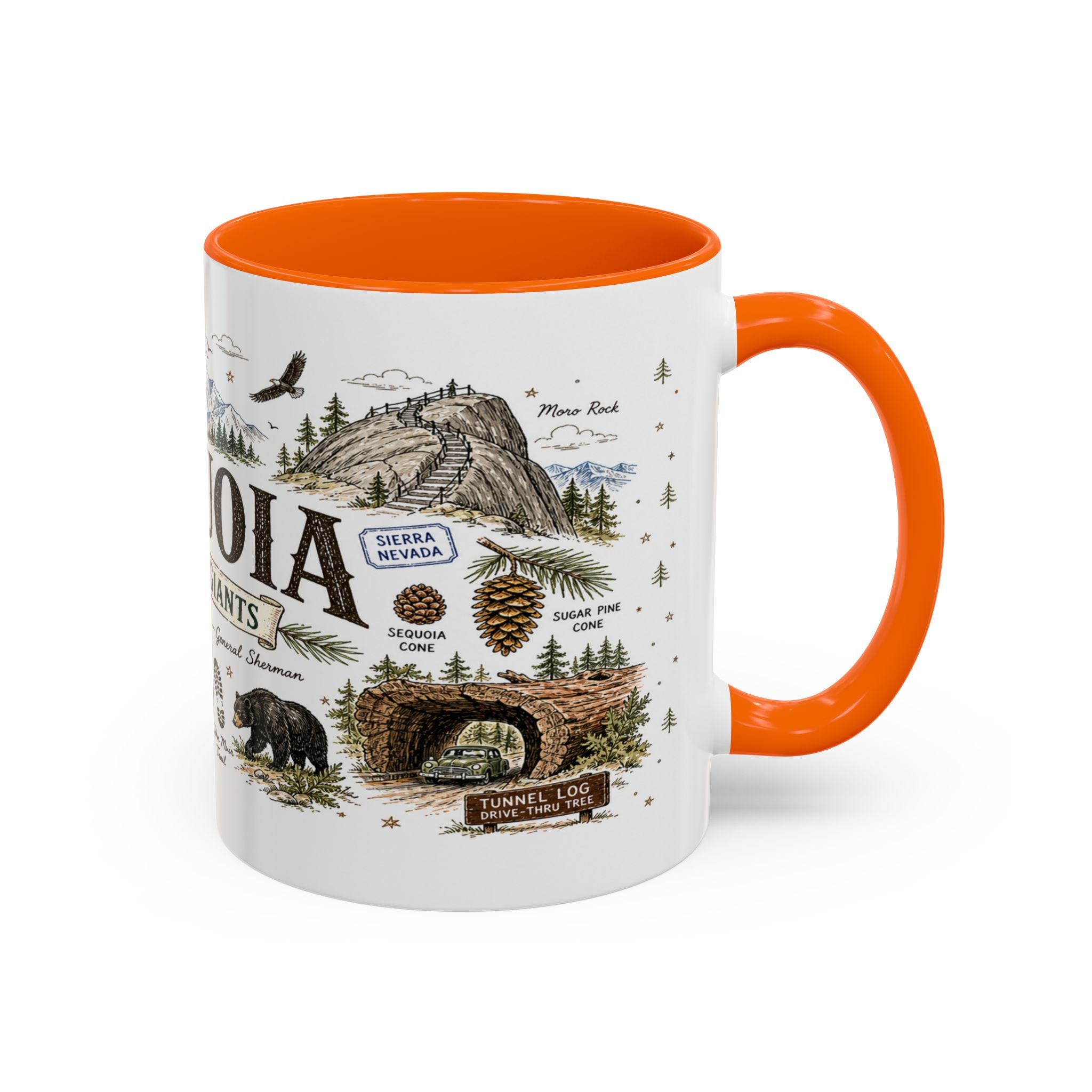 Sequoia Coffee Mug | National Park Hiking California Gift | Accent Color Ceramic 11oz 15oz