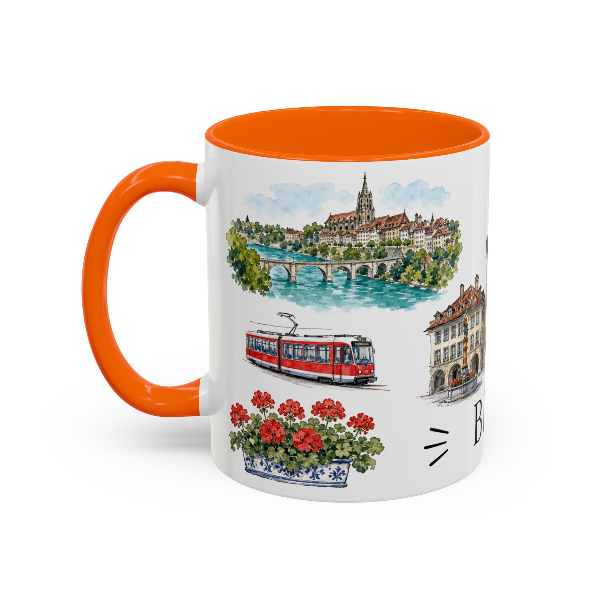 Bern Illustrated Travel Mug | City Souvenir Accent Coffee Mug | 11oz 15oz Ceramic Cup