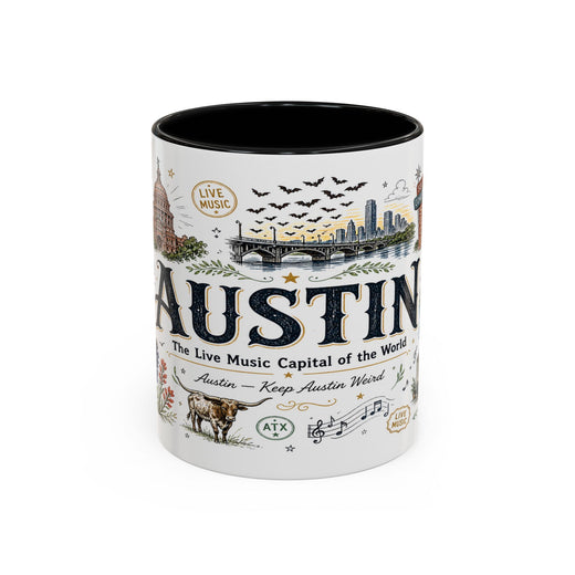 Austin Coffee Mug | Texas Souvenir City Gift | Accent Color Ceramic 11oz 15oz
