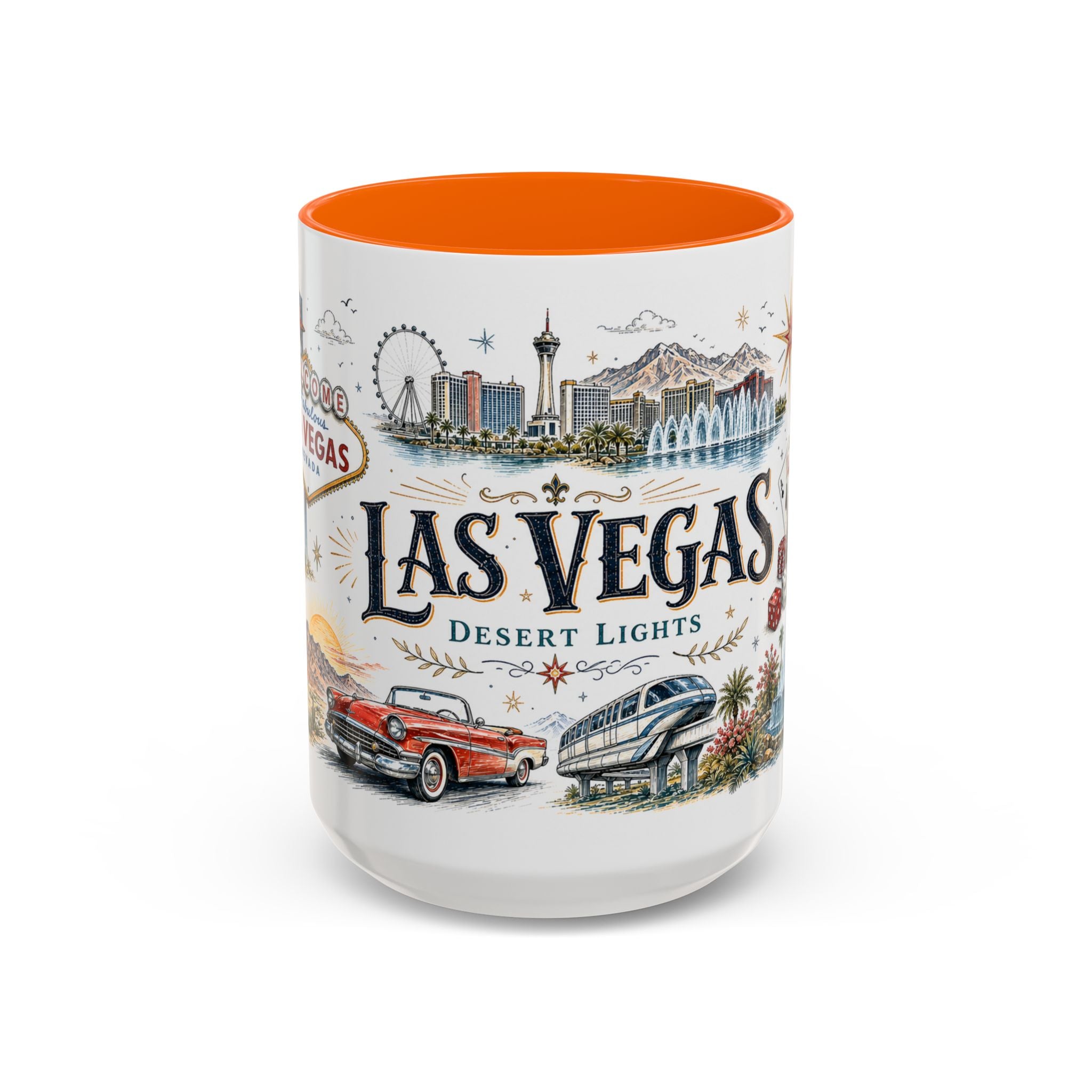 Las Vegas Coffee Mug | United States Travel Souvenir | Vintage Illustrated City Gift | 11 oz 15 oz Accent Mug