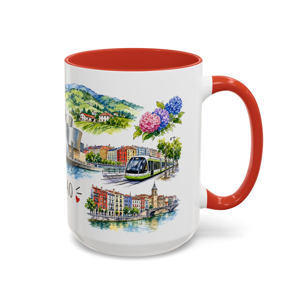 Bilbao Illustrated Travel Mug | City Souvenir Accent Coffee Mug | 11oz 15oz Ceramic Cup